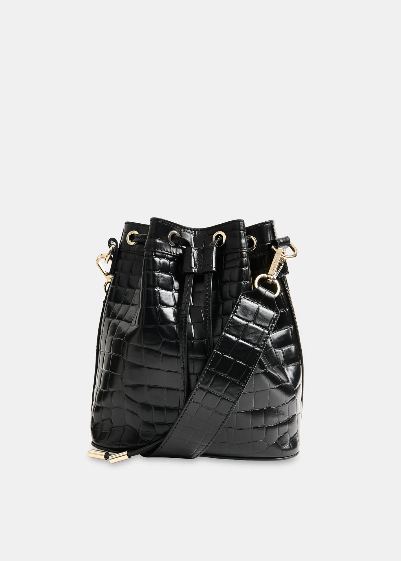 Black Giulia Croc Bucket Bag