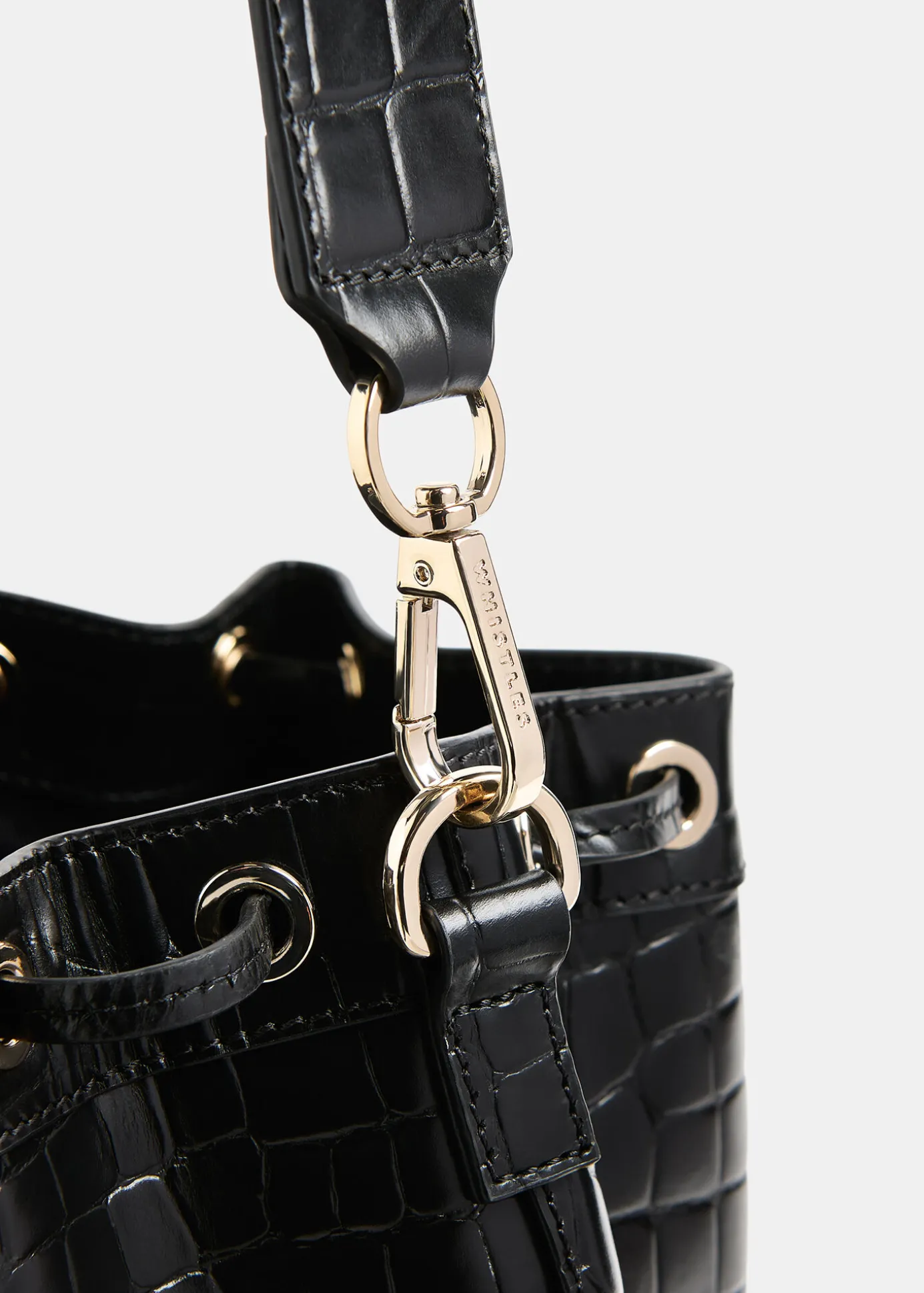 Black Giulia Croc Bucket Bag