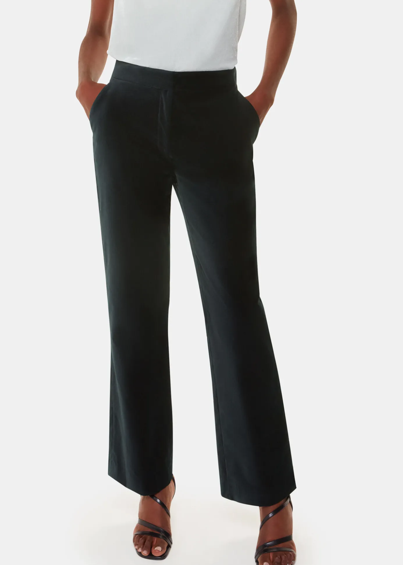 Black Helena Velvet Straight Trouser