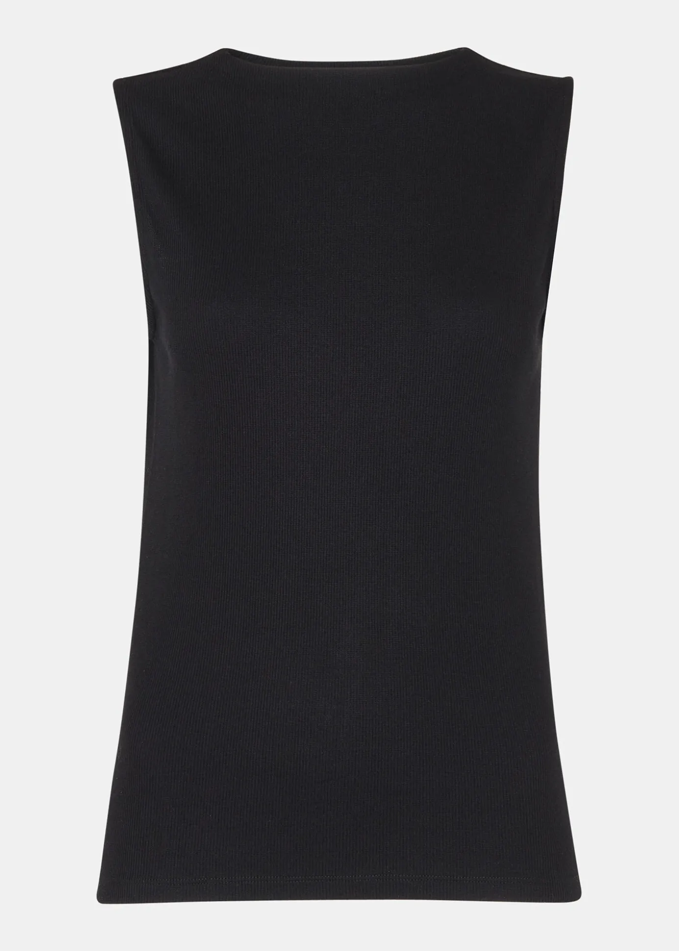 Black High Neck Rib Detail Tee