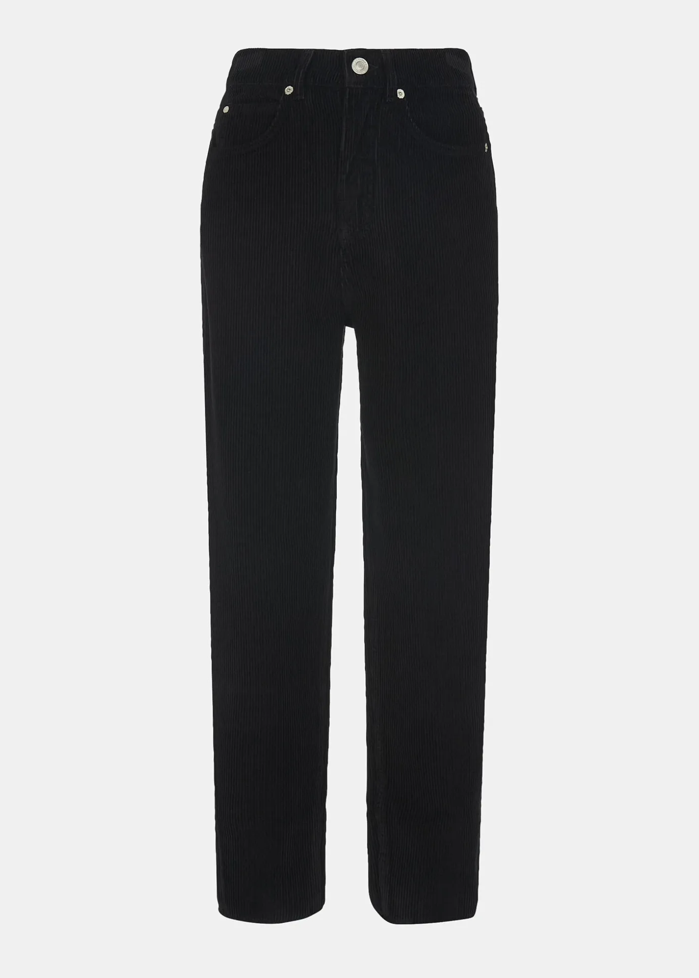 Black High Waist Cord Barrel Jean