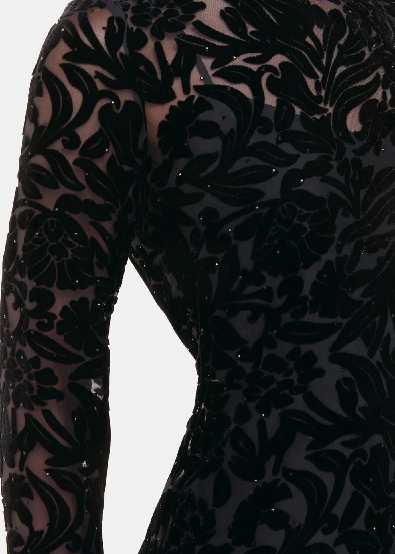 Black Hot Fix Floral Velvet Dress