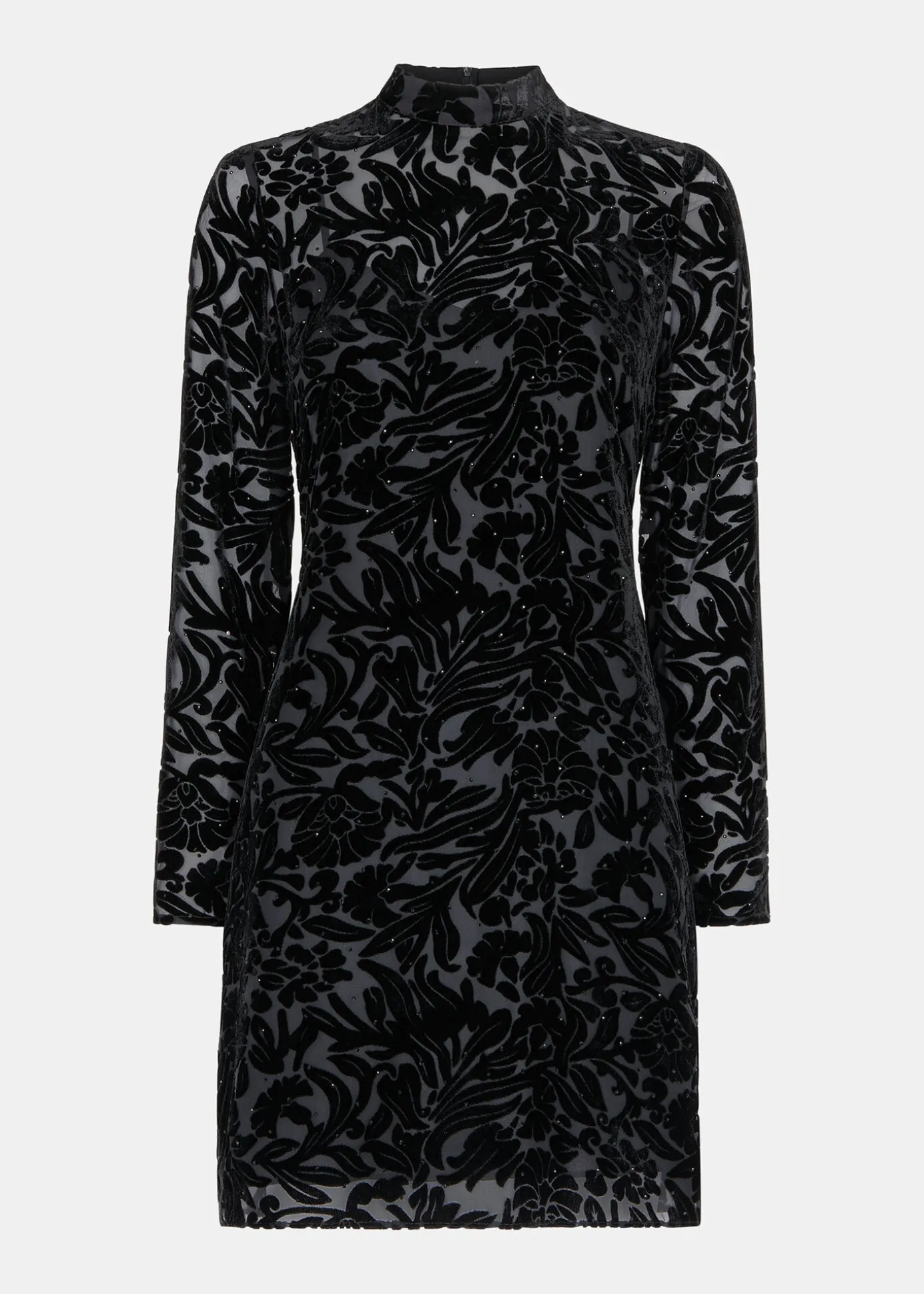 Black Hot Fix Floral Velvet Dress