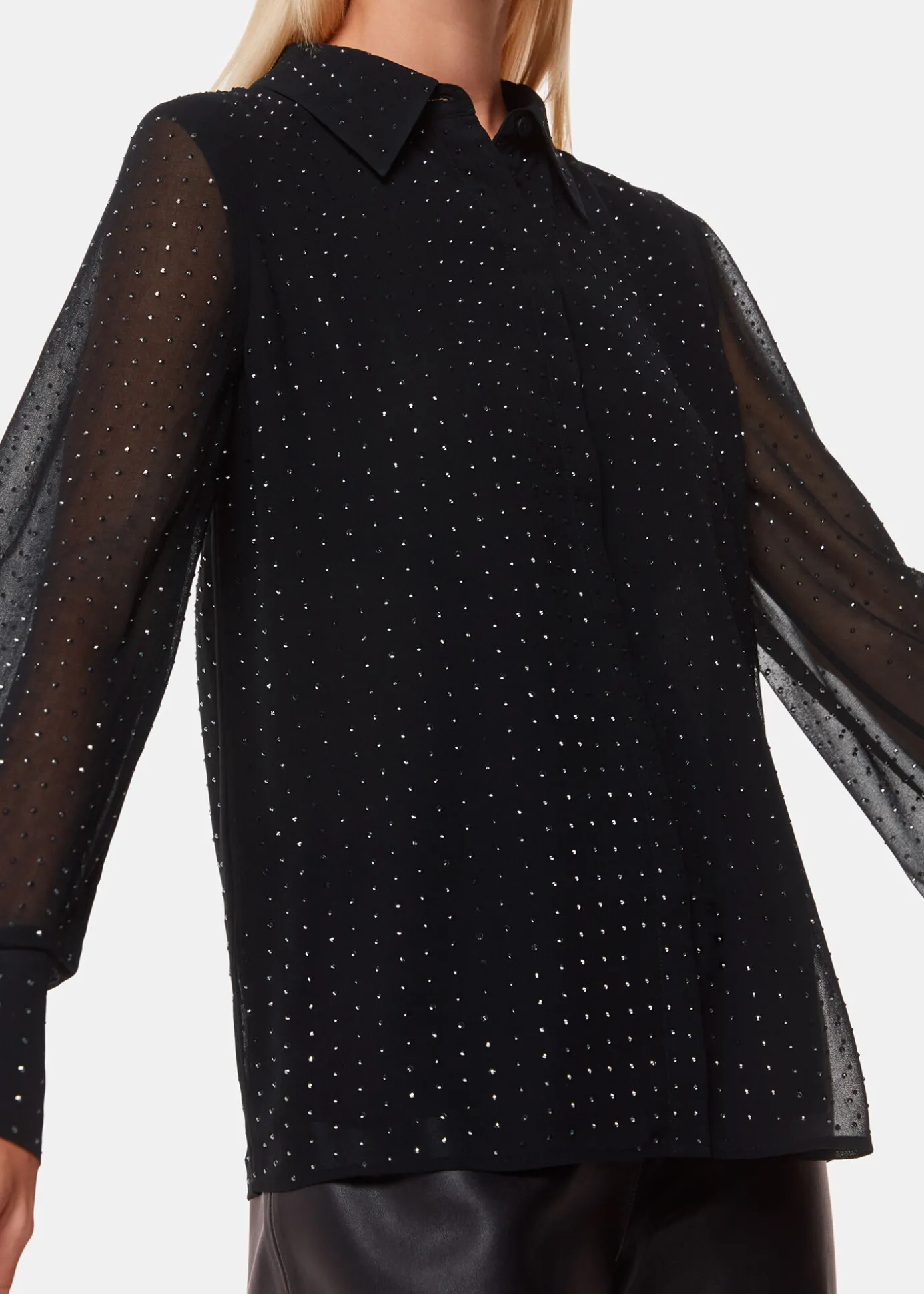 Black Hot Fix Sheer Shirt