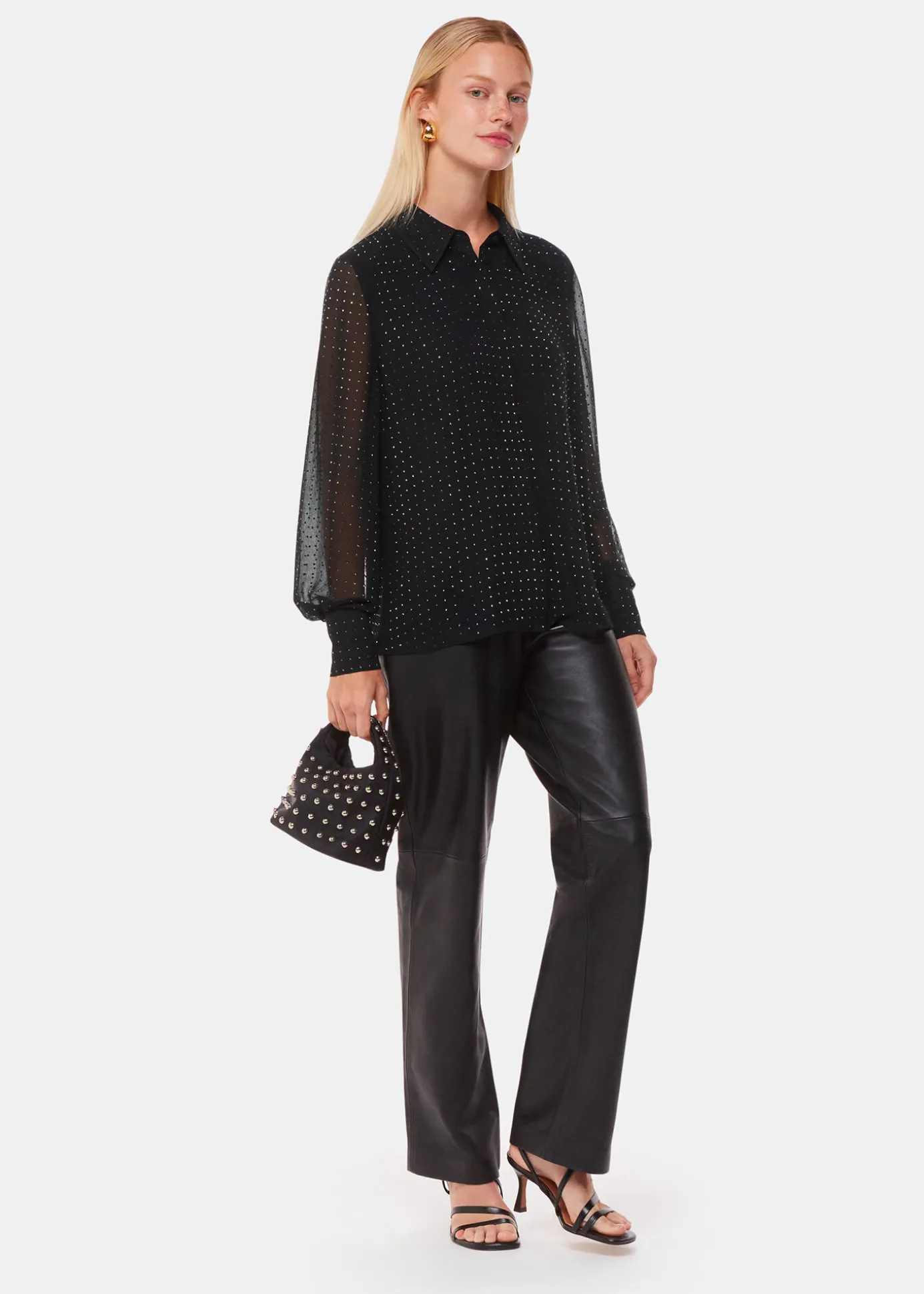 Black Hot Fix Sheer Shirt