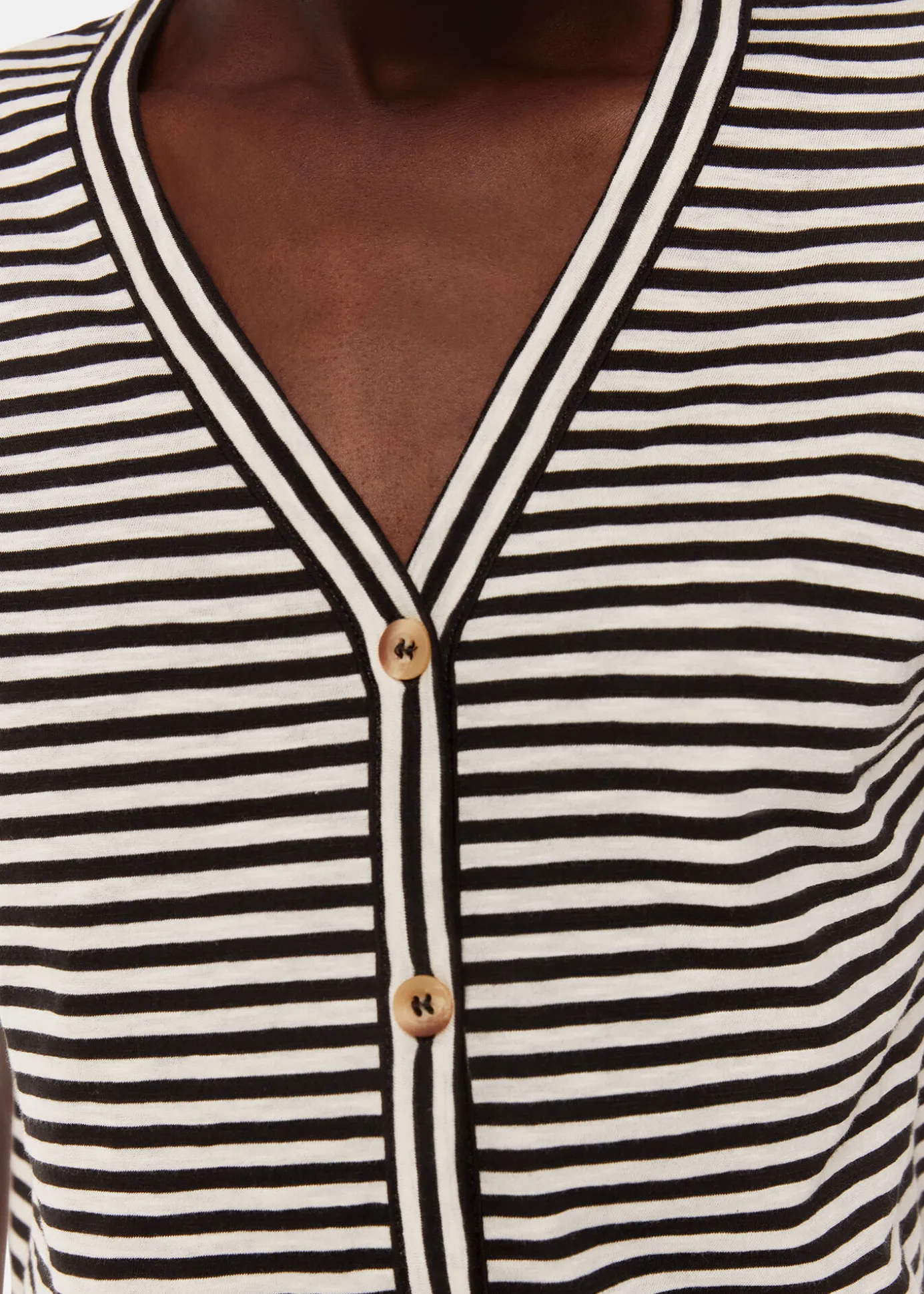 Black Jilly Stripe Button Top