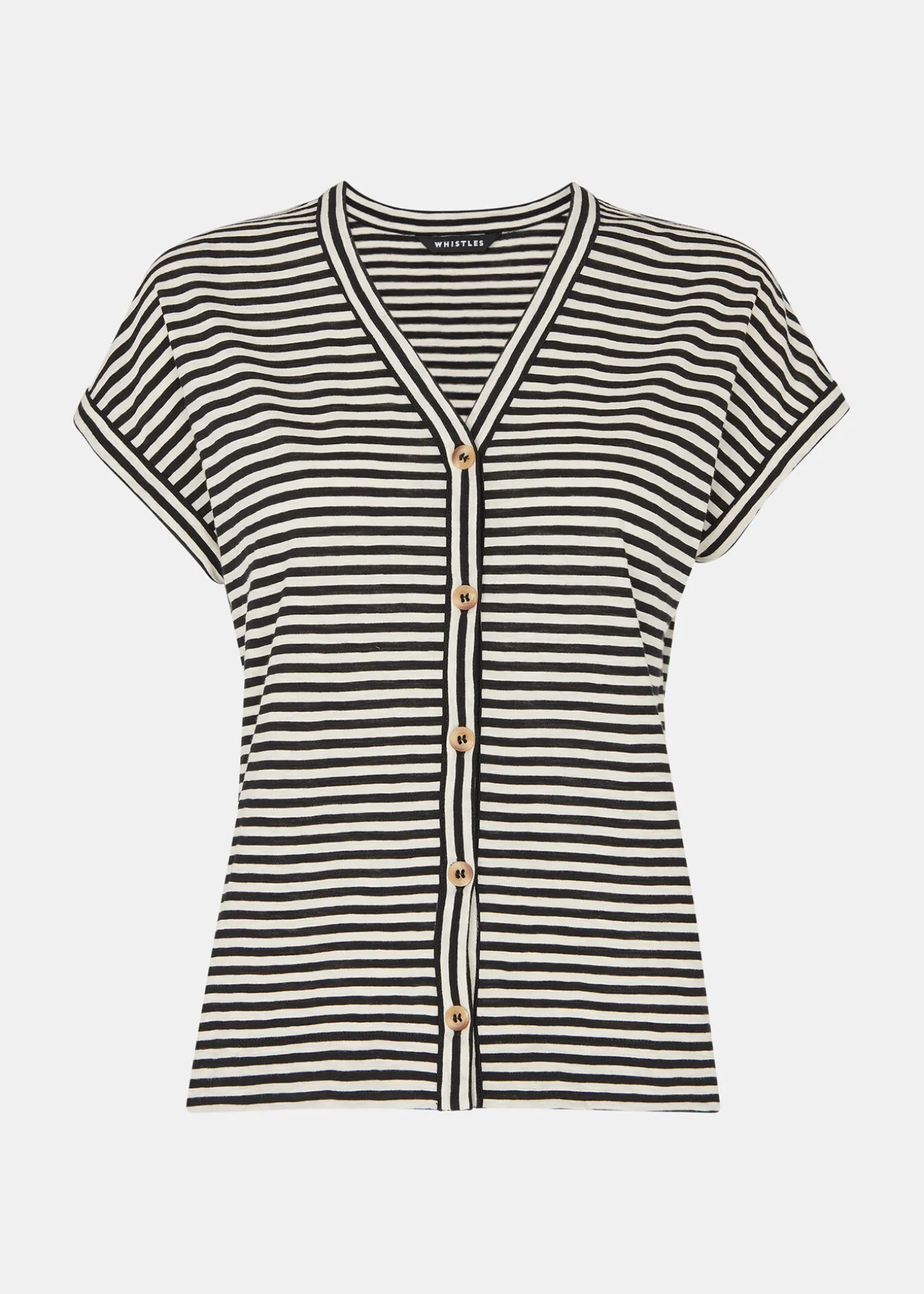 Black Jilly Stripe Button Top