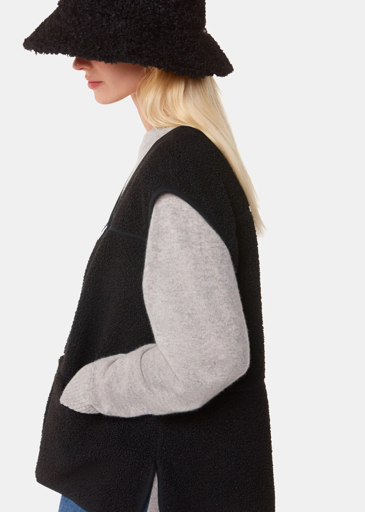 Black Josie Fleece Gilet