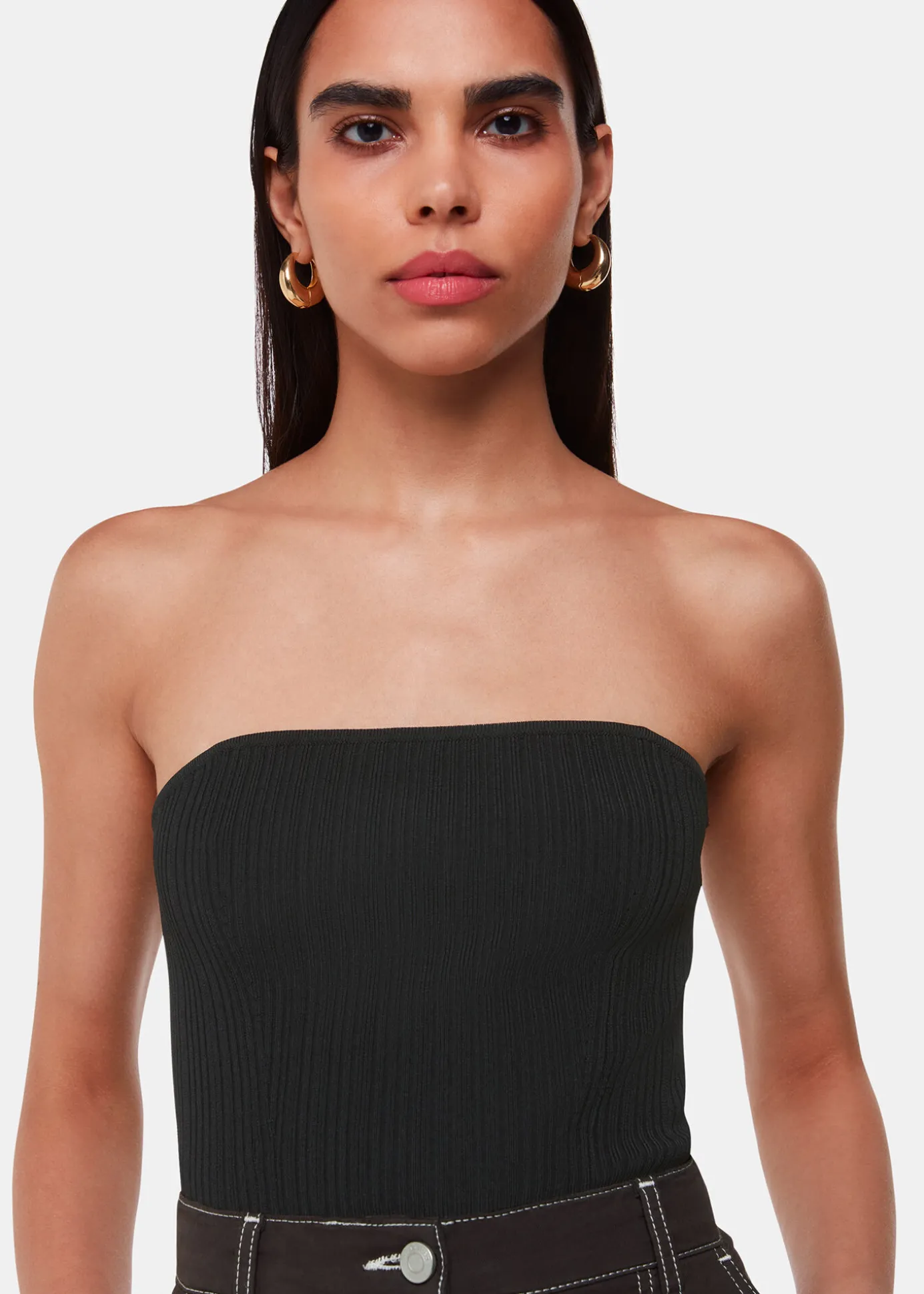 Black Knitted Bandeau Top