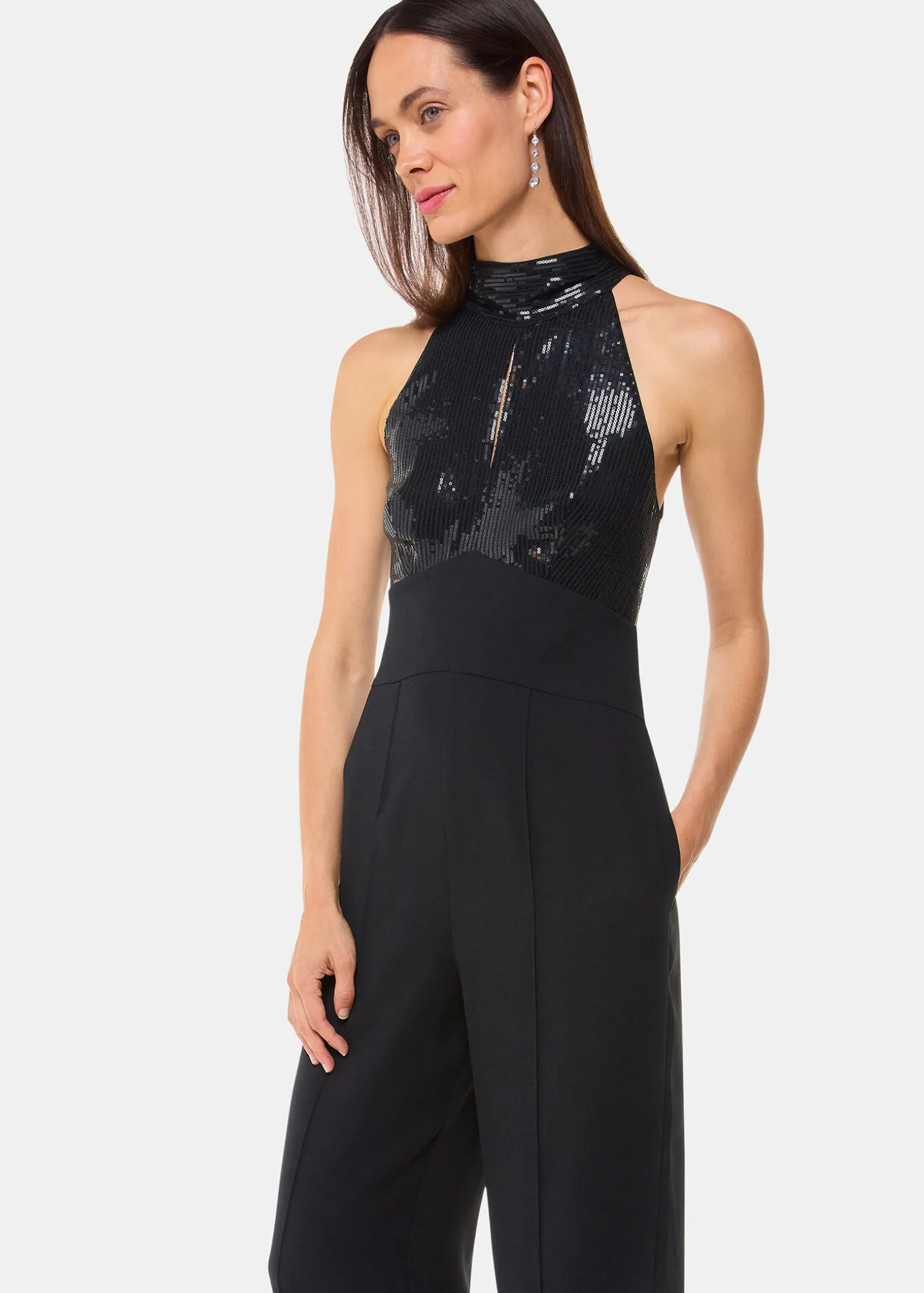 Black Leah Sequin Bodice Jumpsuit