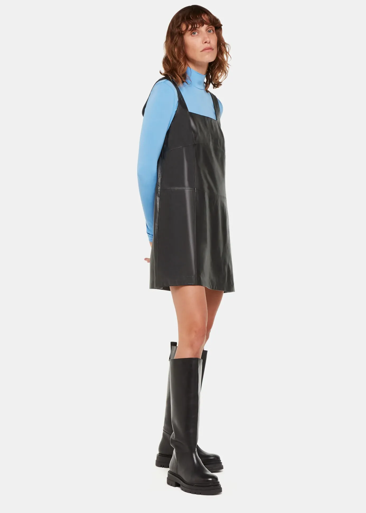 Black Leather Pinafore Dress