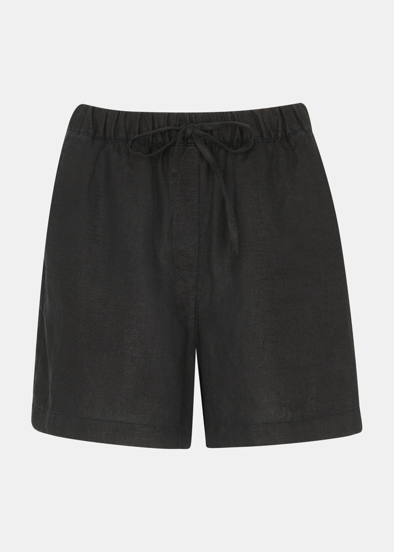 Black Linen Elasticated Short