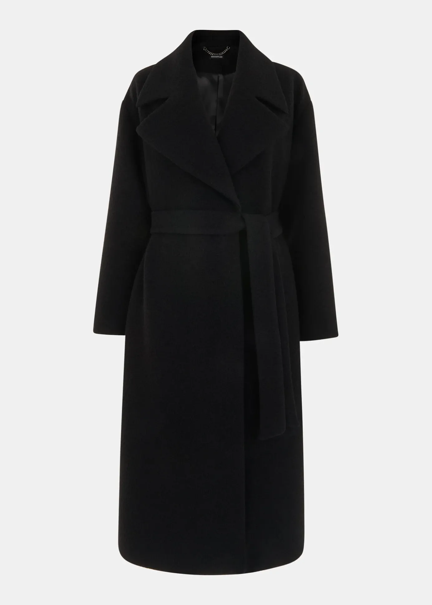 Black Lorna Wrap Wool Coat
