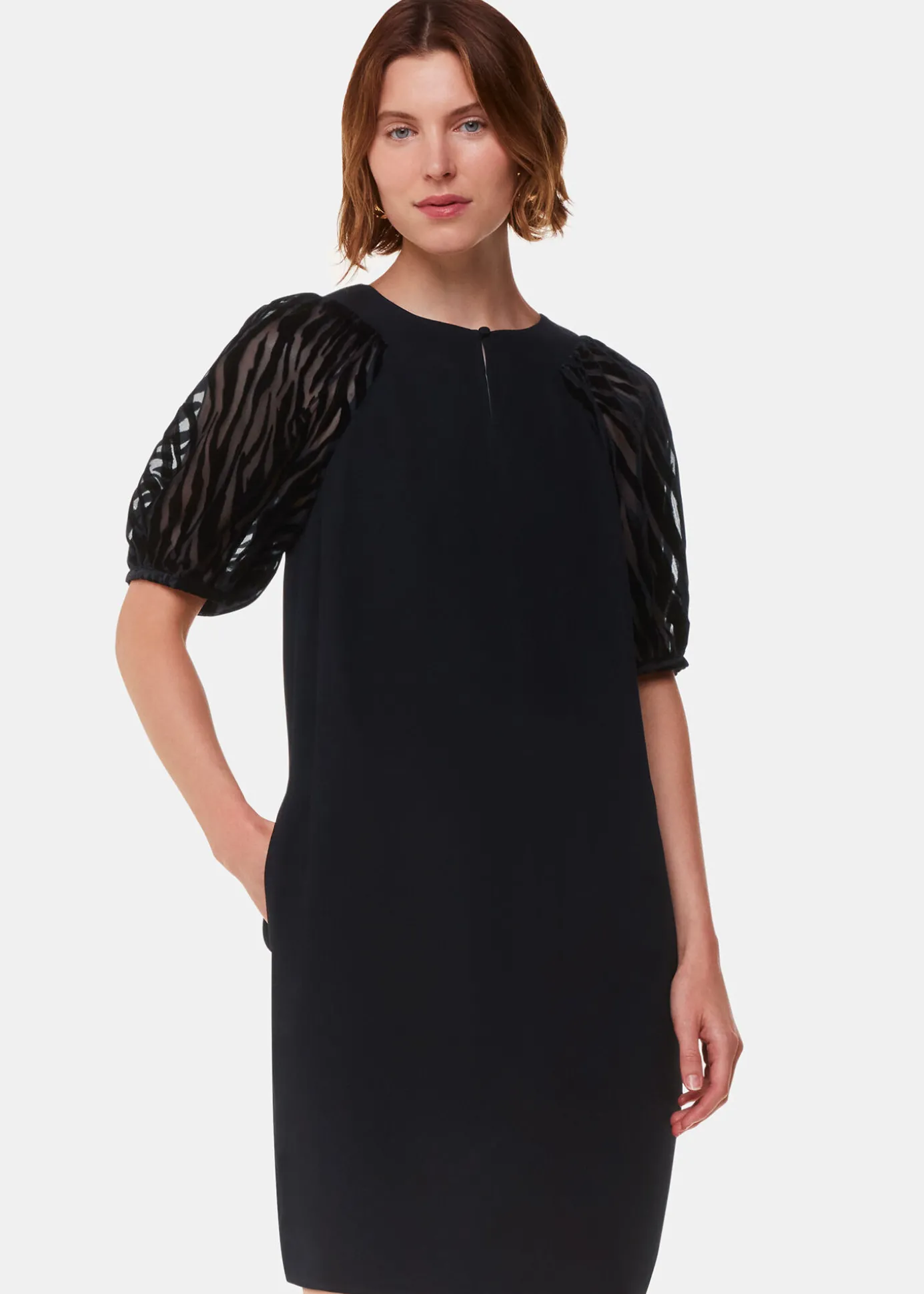 Black Lucy Zebra Velvet Sleeve Dress