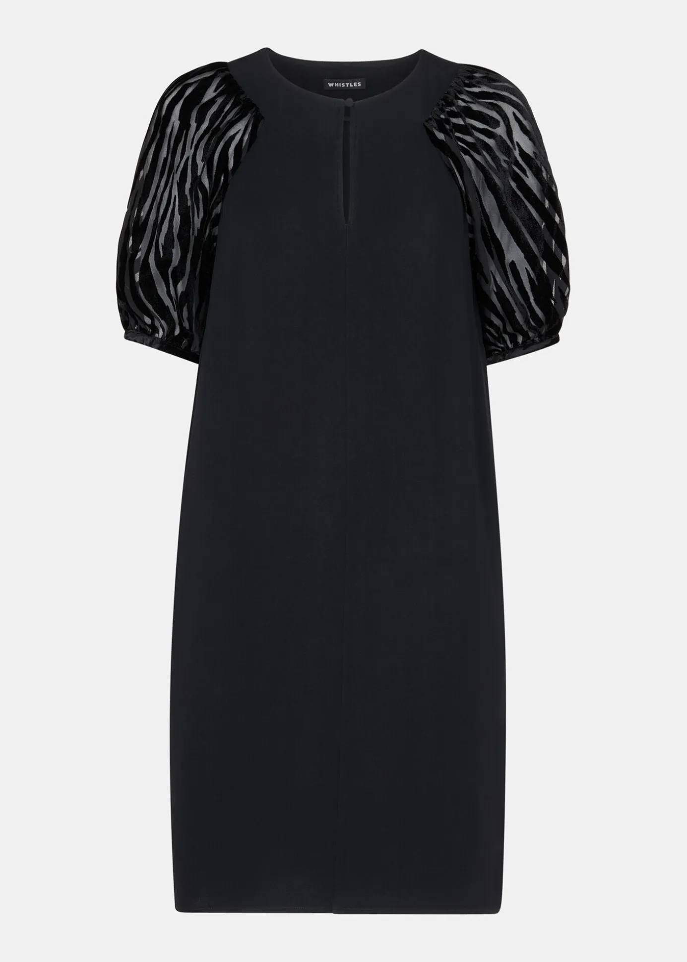 Black Lucy Zebra Velvet Sleeve Dress