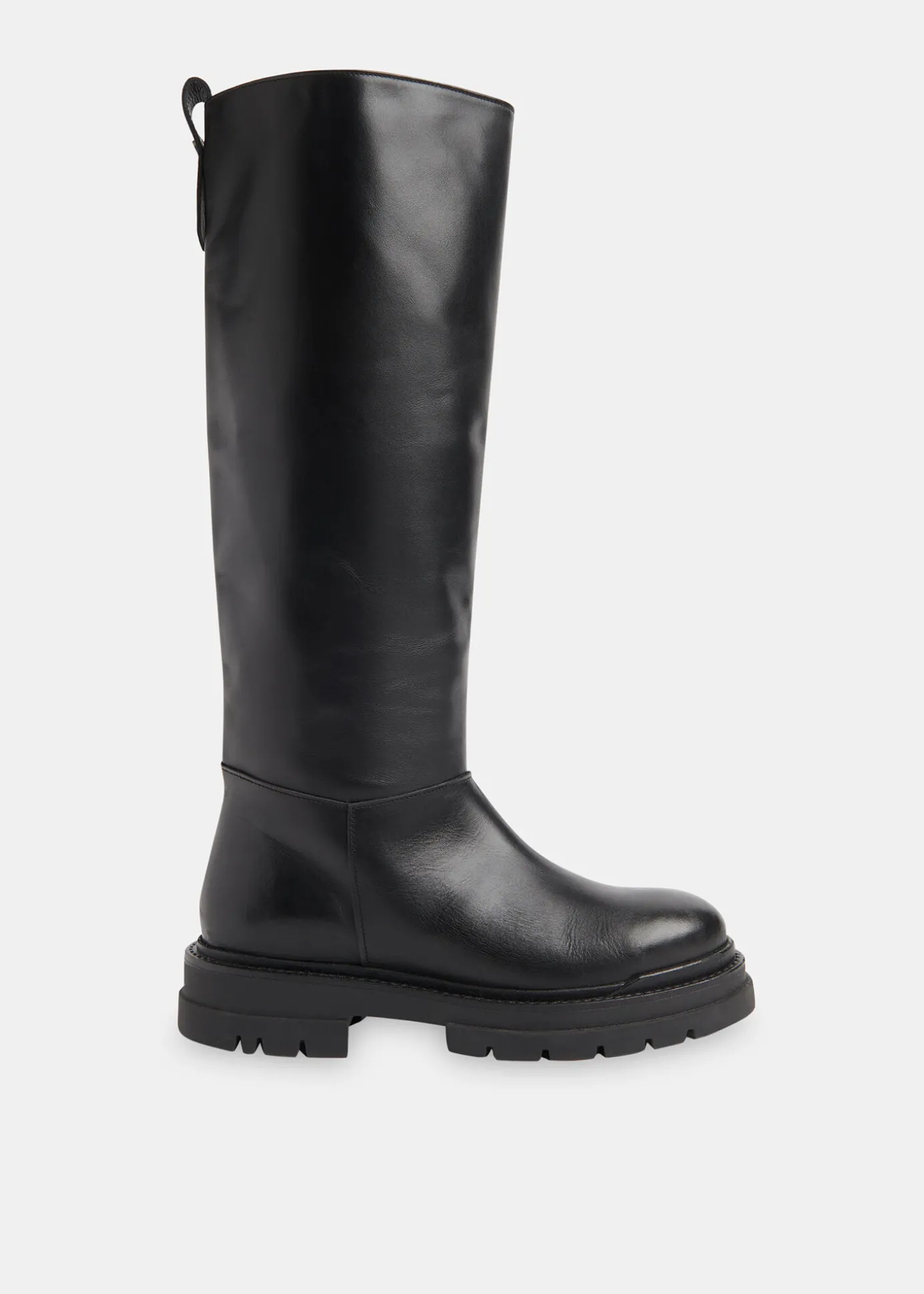 Black Maceo Lug Sole Knee High Boot