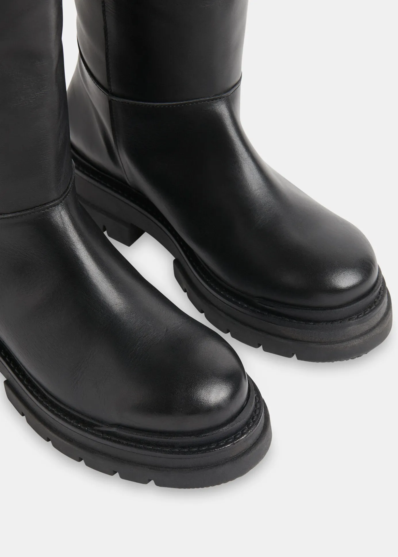 Black Maceo Lug Sole Knee High Boot