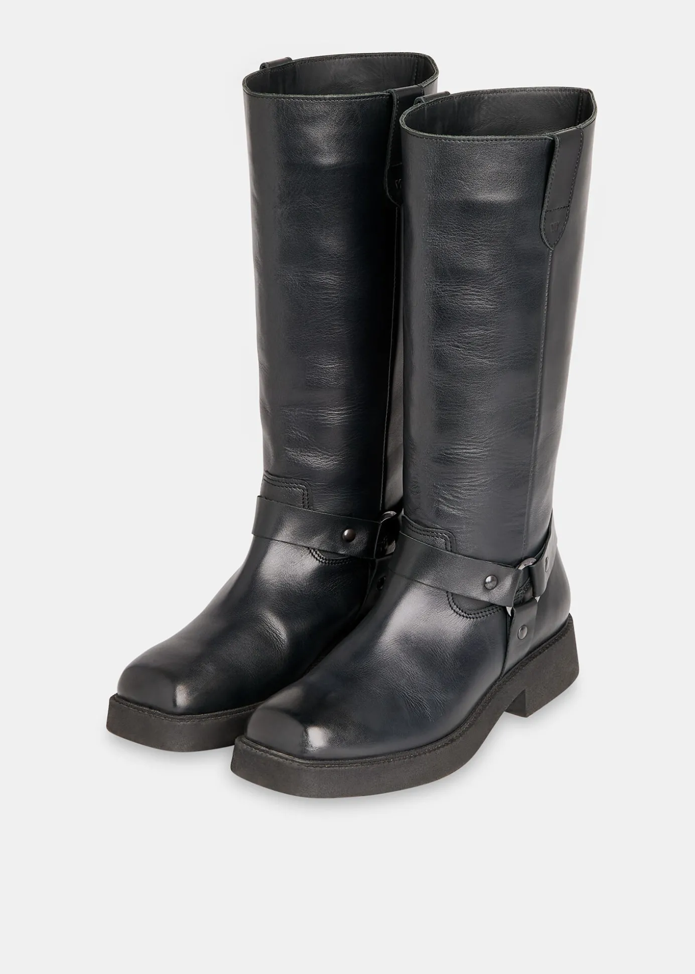 Black Matteo Knee High Biker Boot