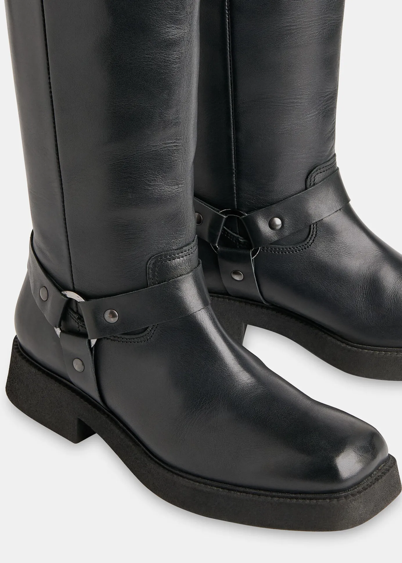 Black Matteo Knee High Biker Boot