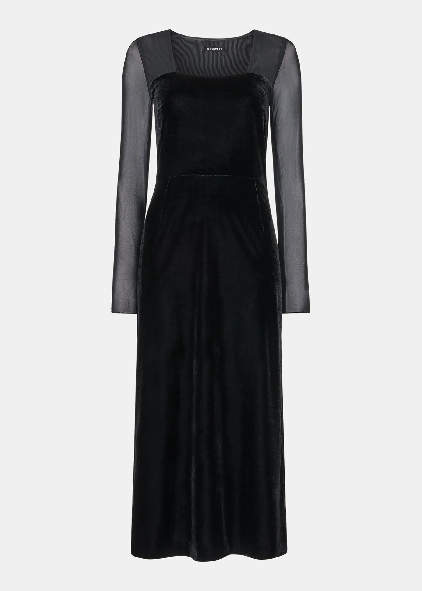 Black Mesh Sleeve Velvet Dress