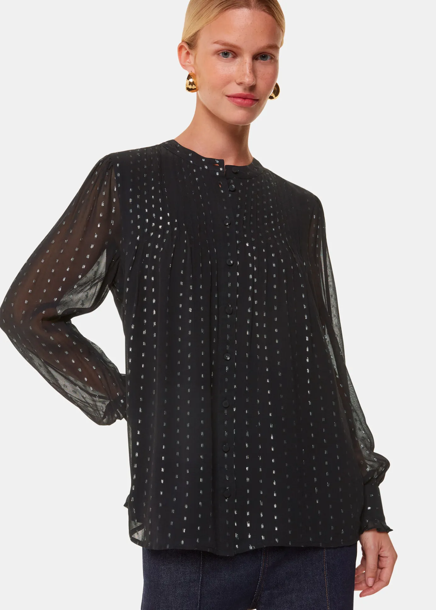 Black Metallic Stripe Shirt