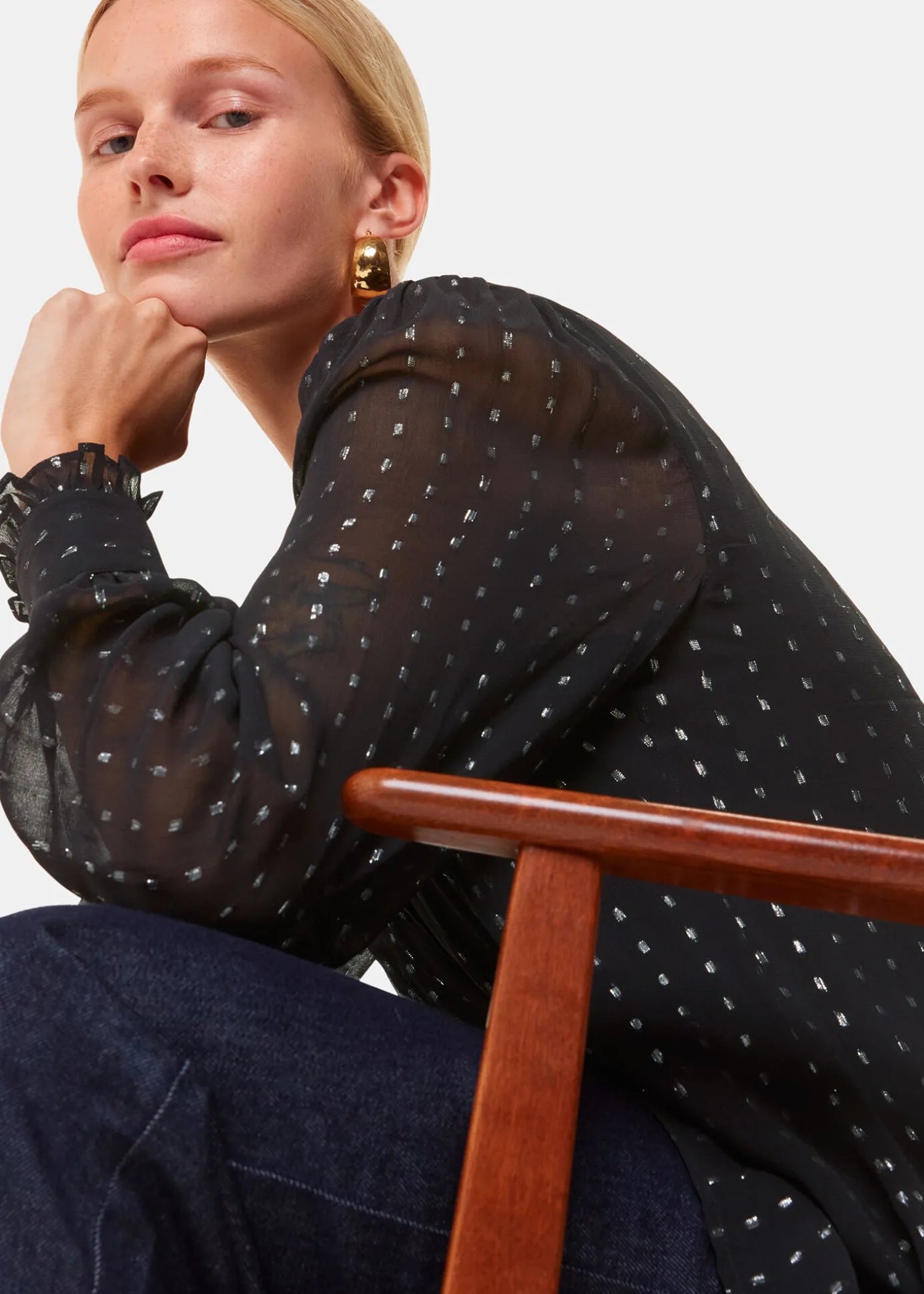 Black Metallic Stripe Shirt