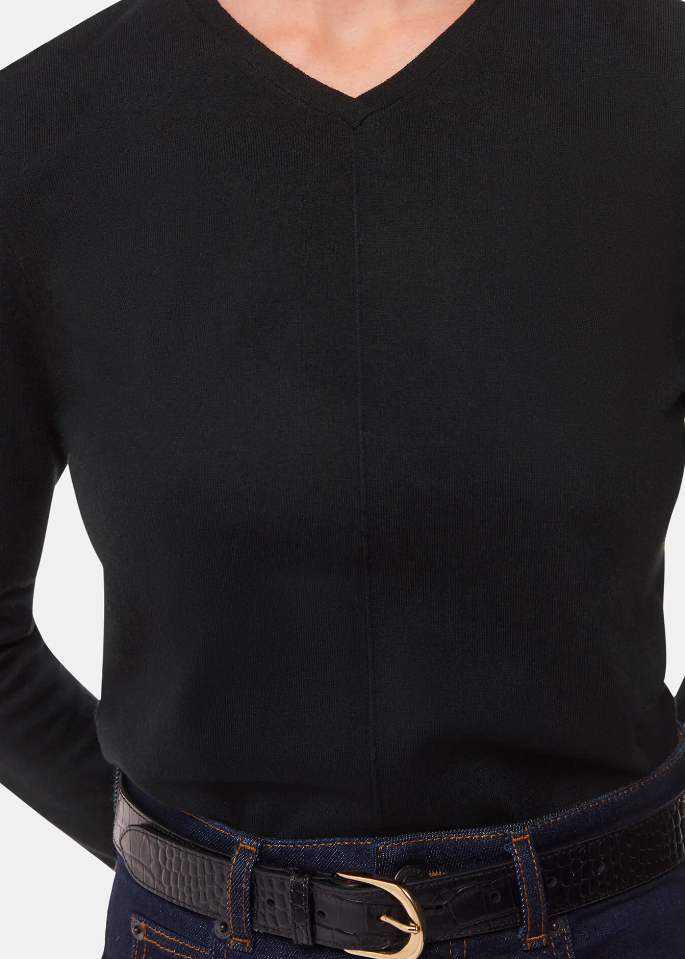 Black Mila V Neck Knit