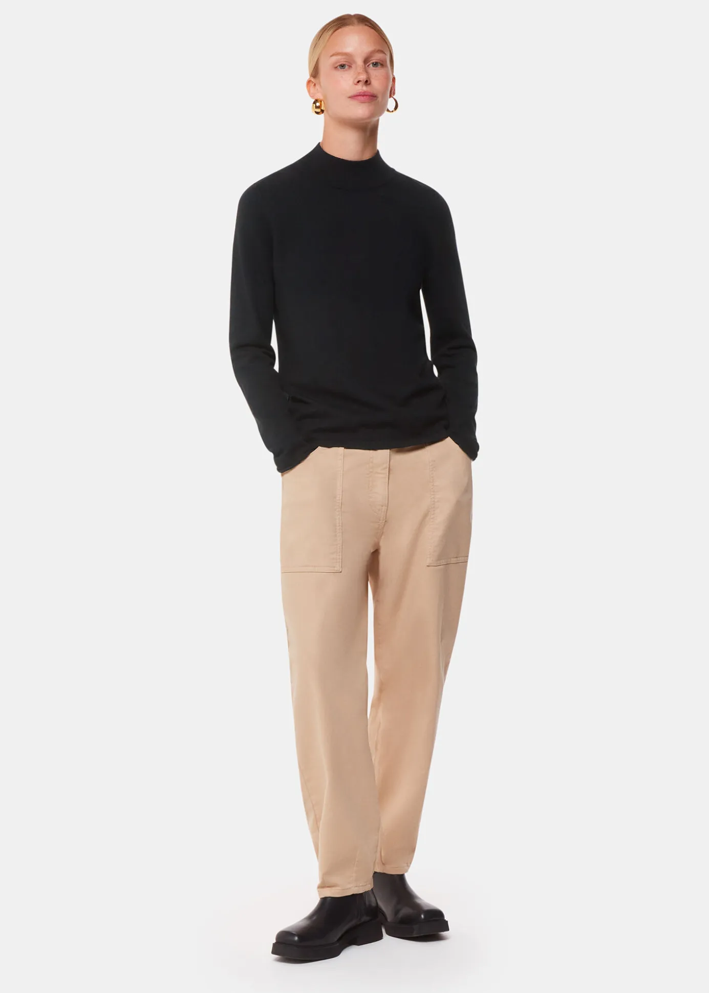 Black Mira Funnel Neck Knit
