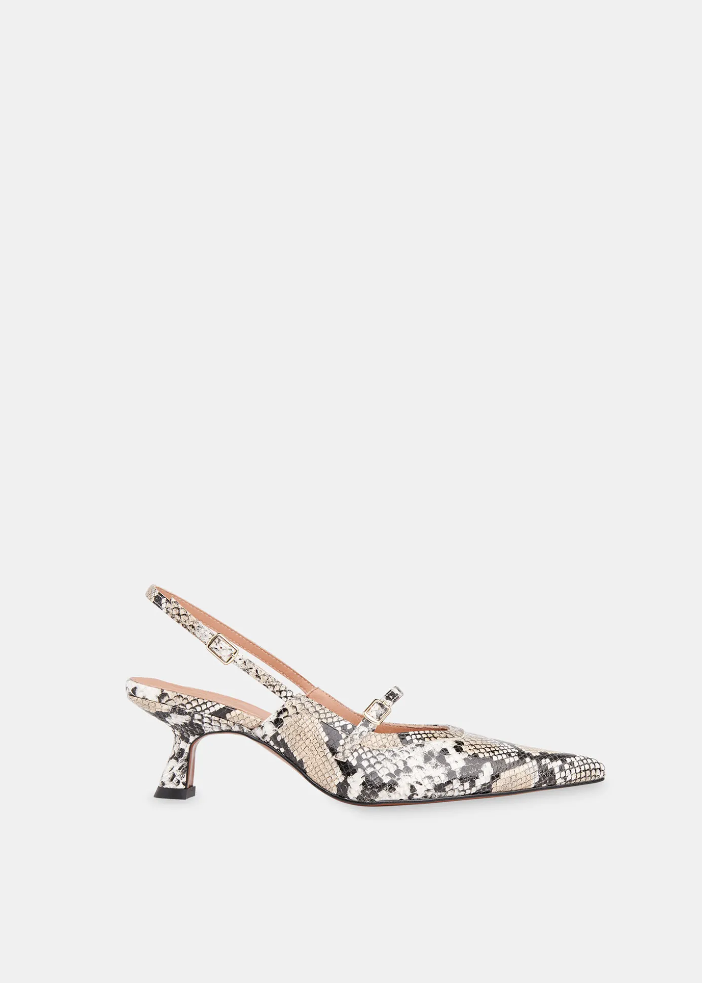 Black Nila Snake Slingback Heel