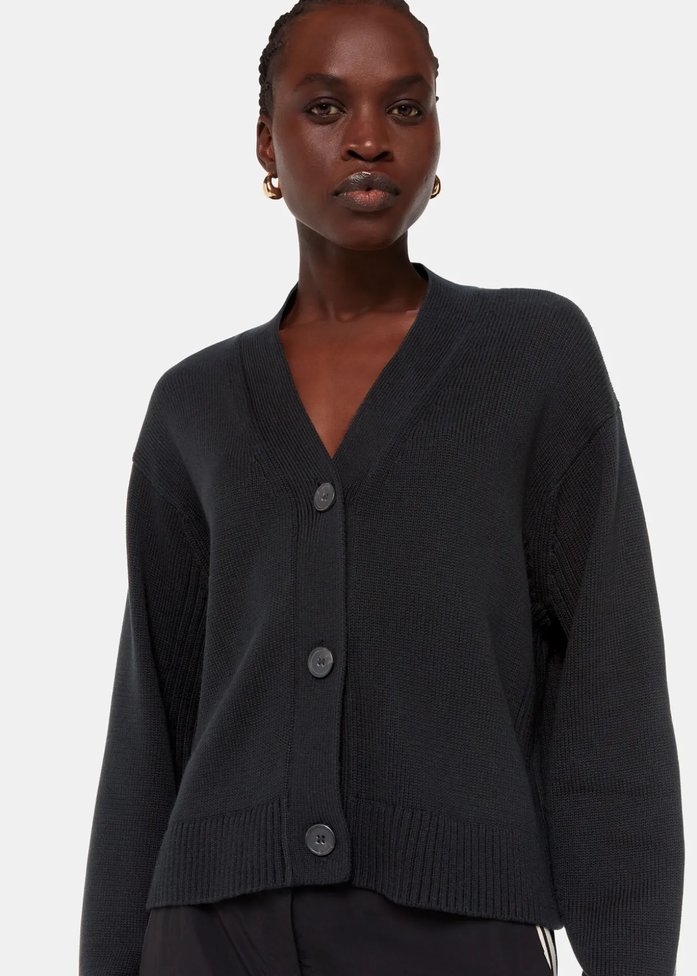 Black Nina Button Front Cardigan
