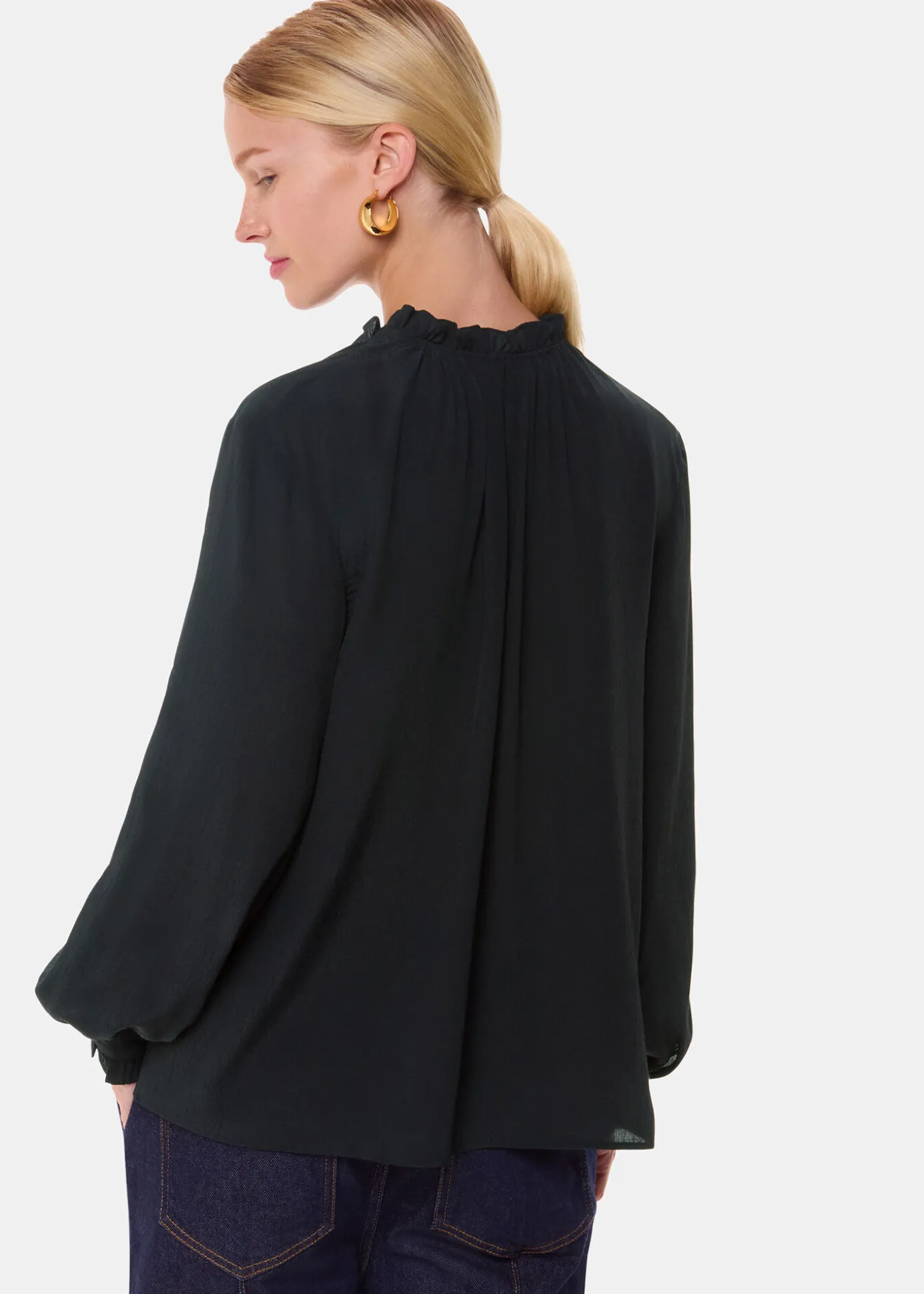 Black Paige Tie Neck Blouse