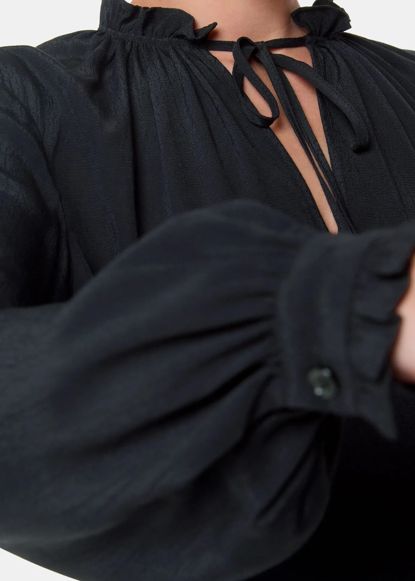 Black Paige Tie Neck Blouse