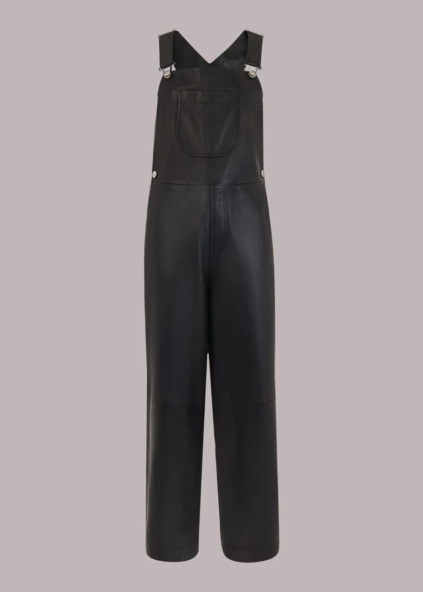 Black Peyton Leather Dungarees