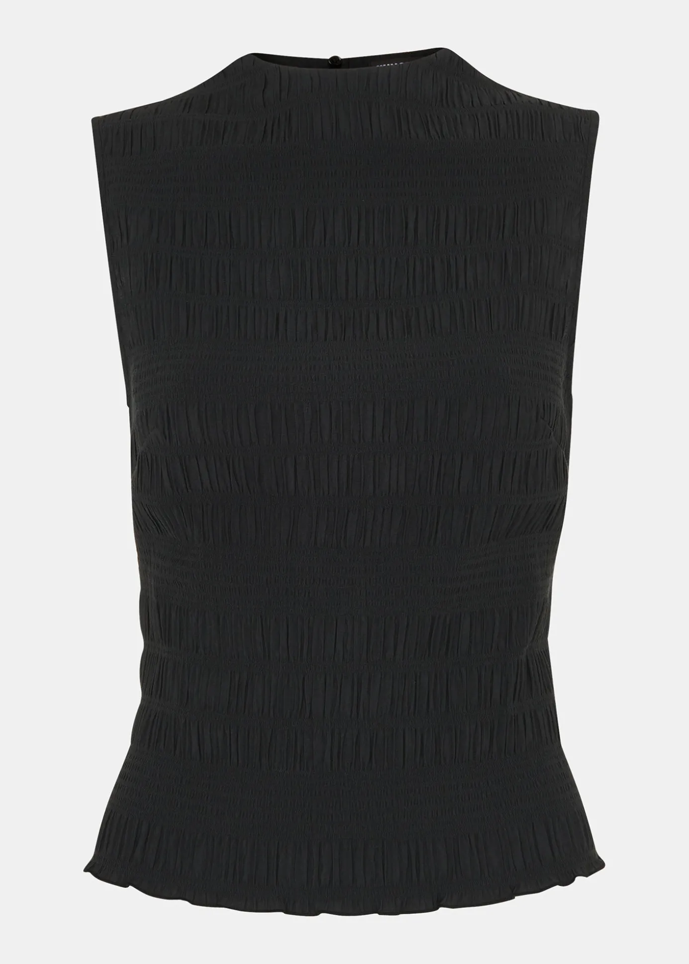 Black Plisse Sleeveless Top