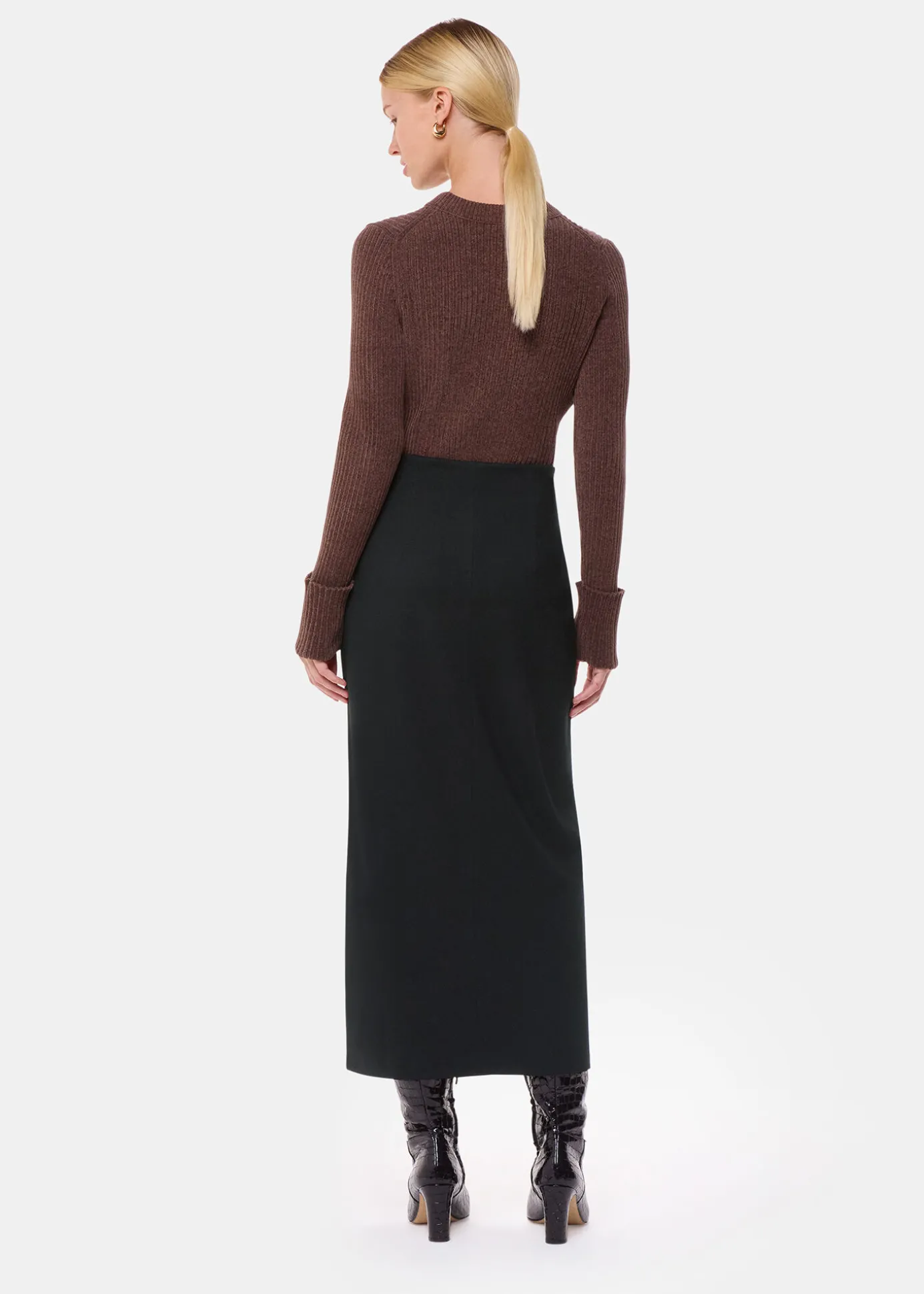 Black Ponte Straight Skirt