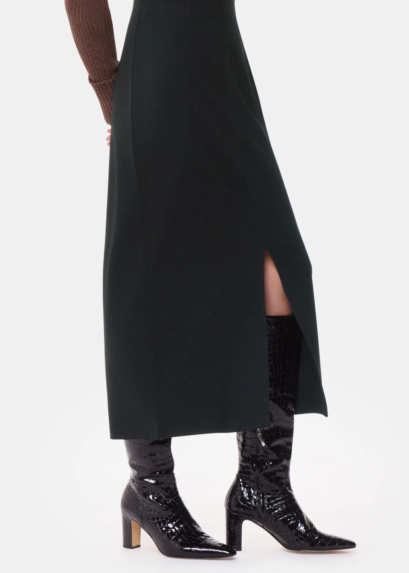 Black Ponte Straight Skirt