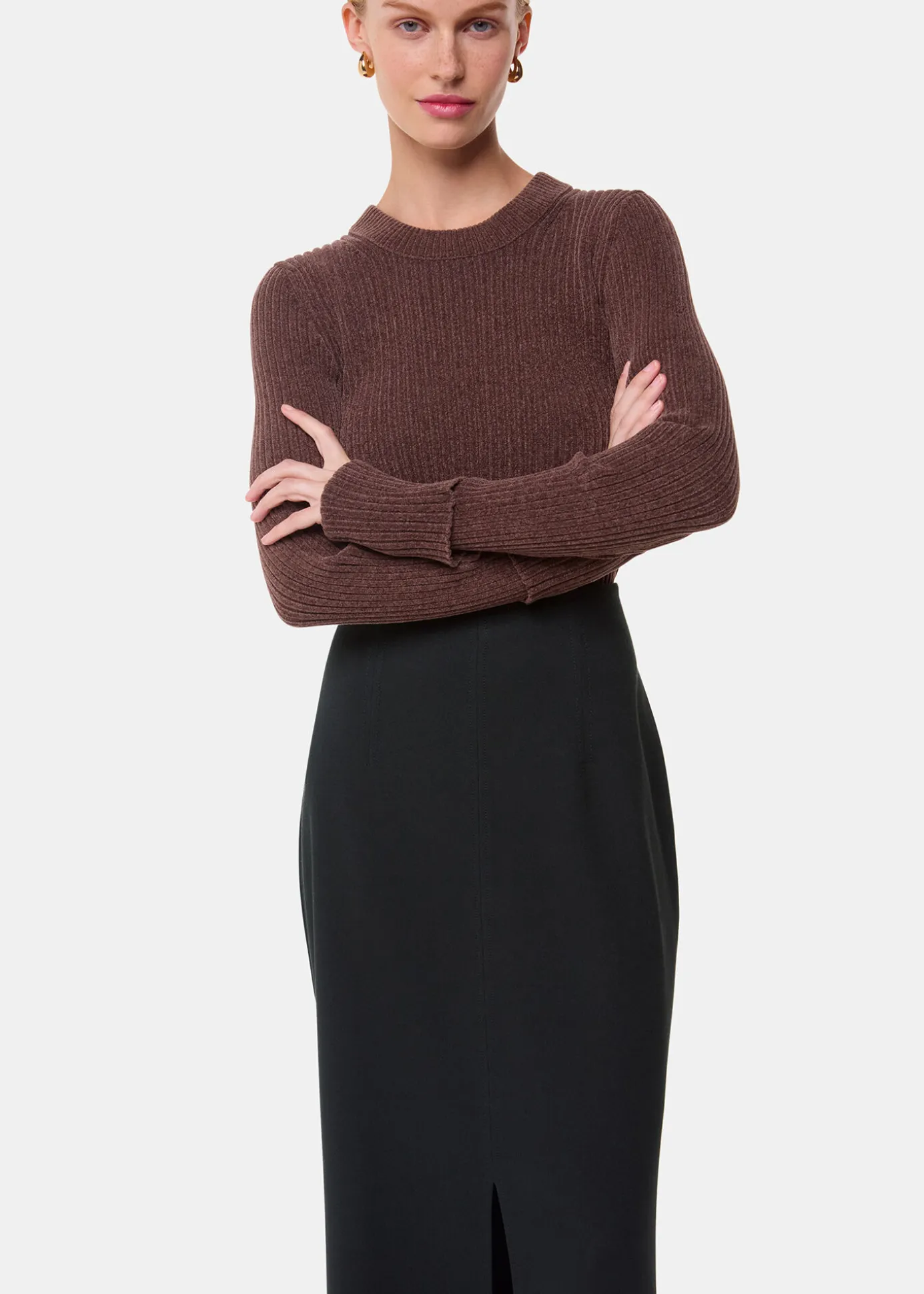 Black Ponte Straight Skirt