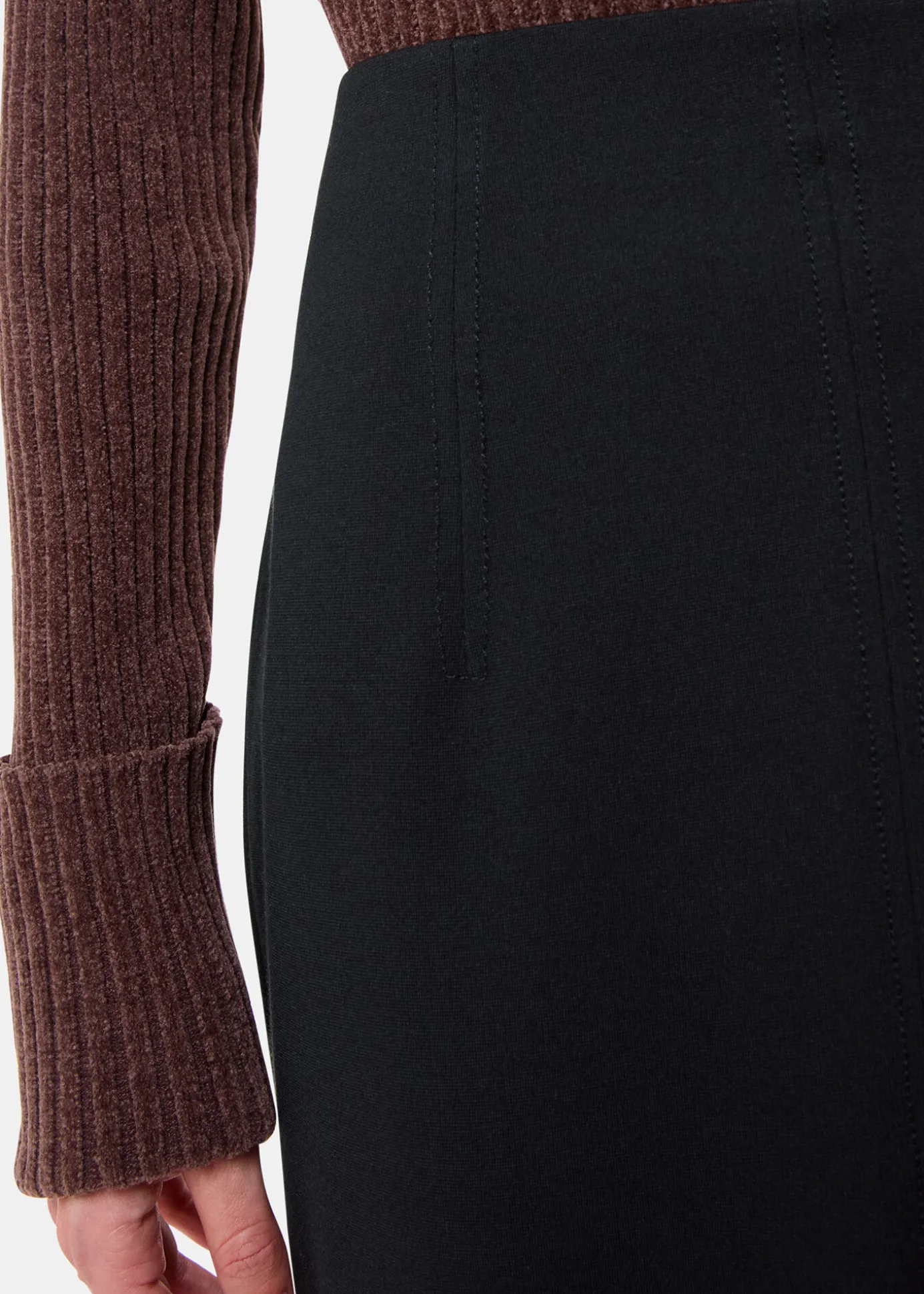 Black Ponte Straight Skirt