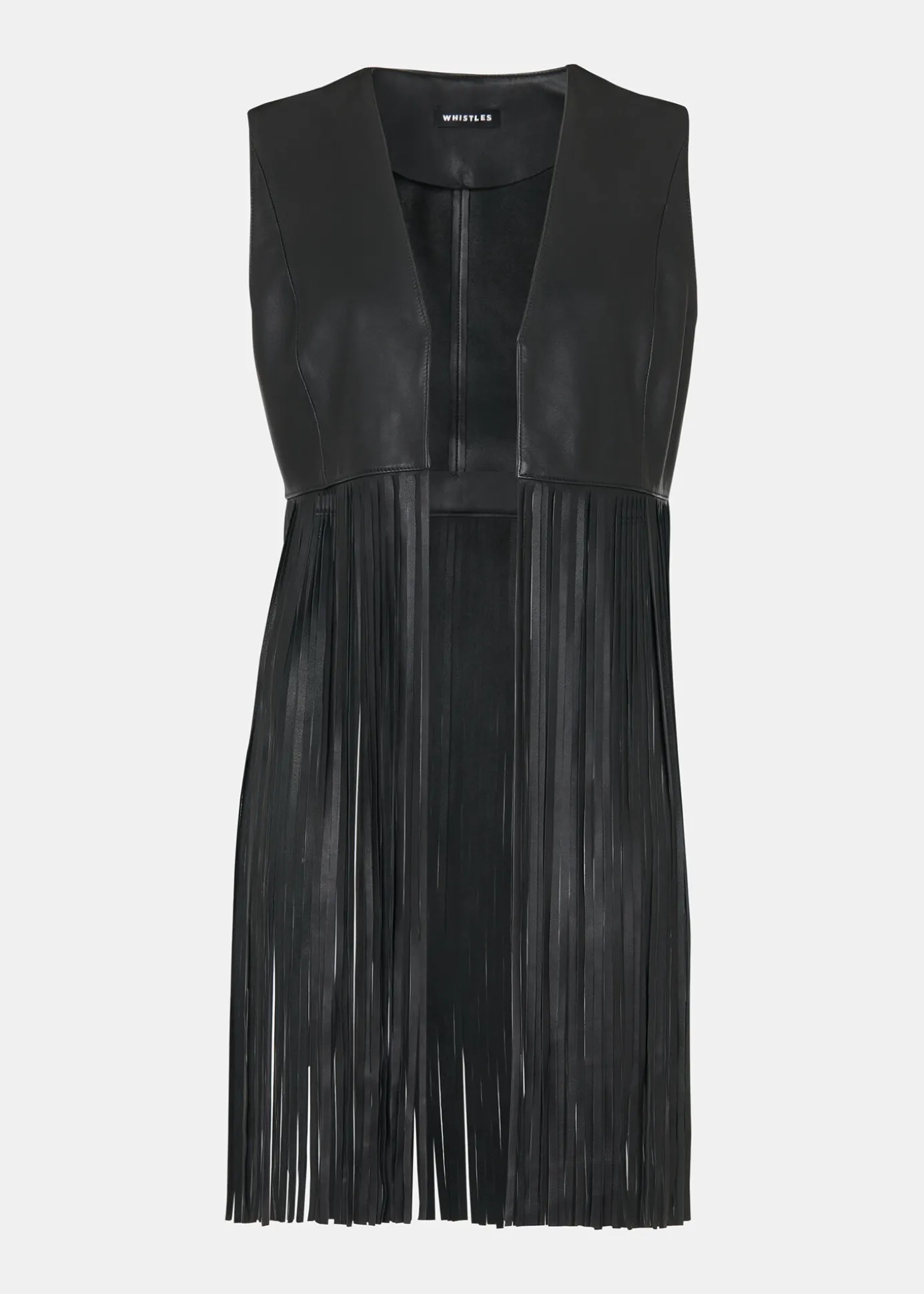 Black Rei Leather Fringed Waistcoat