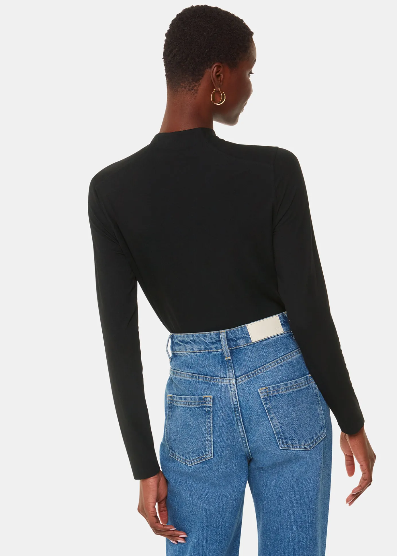Black Ruched Front Detail Jersey Top