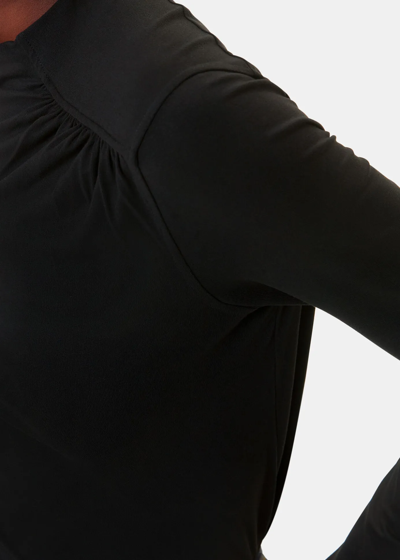 Black Ruched Front Detail Jersey Top