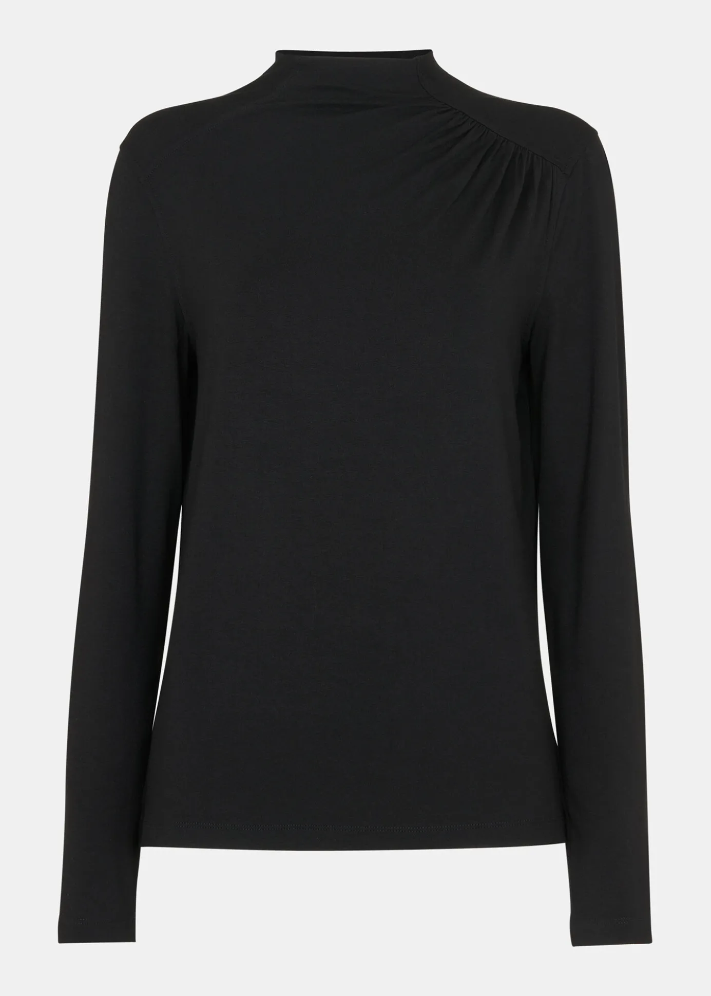 Black Ruched Front Detail Jersey Top