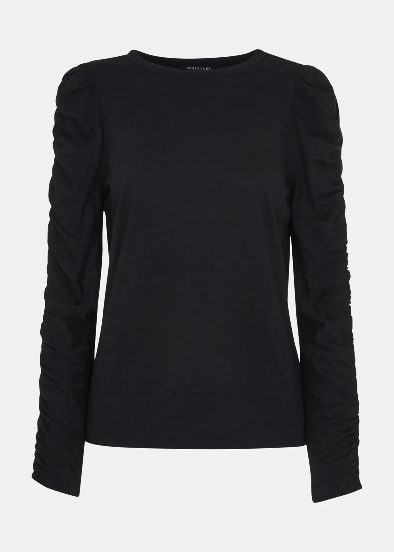 Black Ruched Sleeve Top