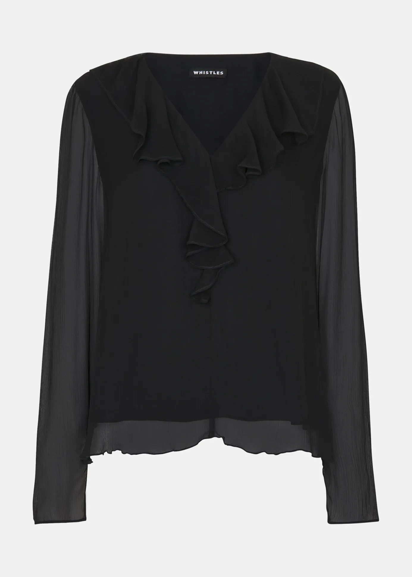 Black Ruffle Collar Detail Blouse