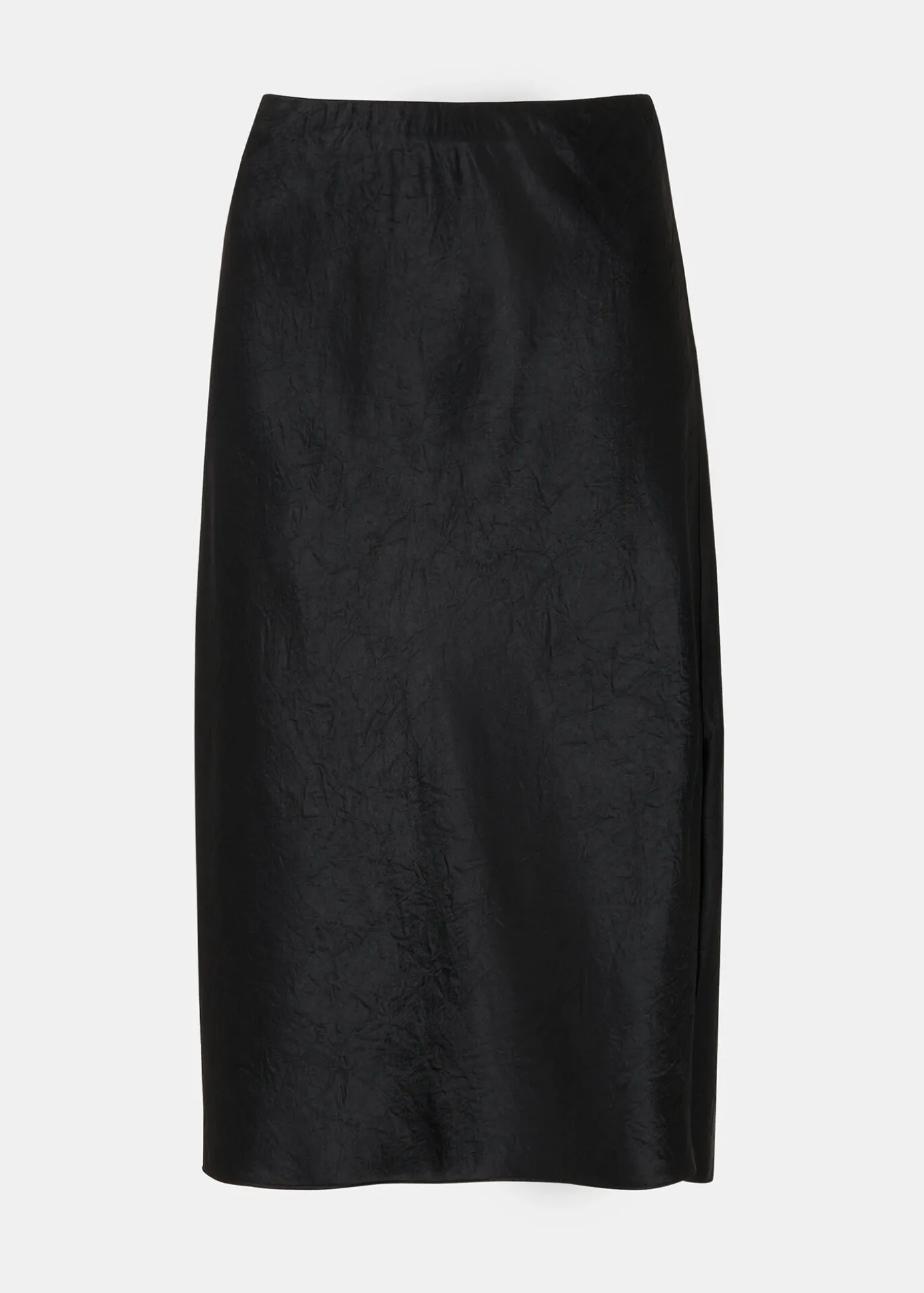 Black Satin Knee Length Skirt