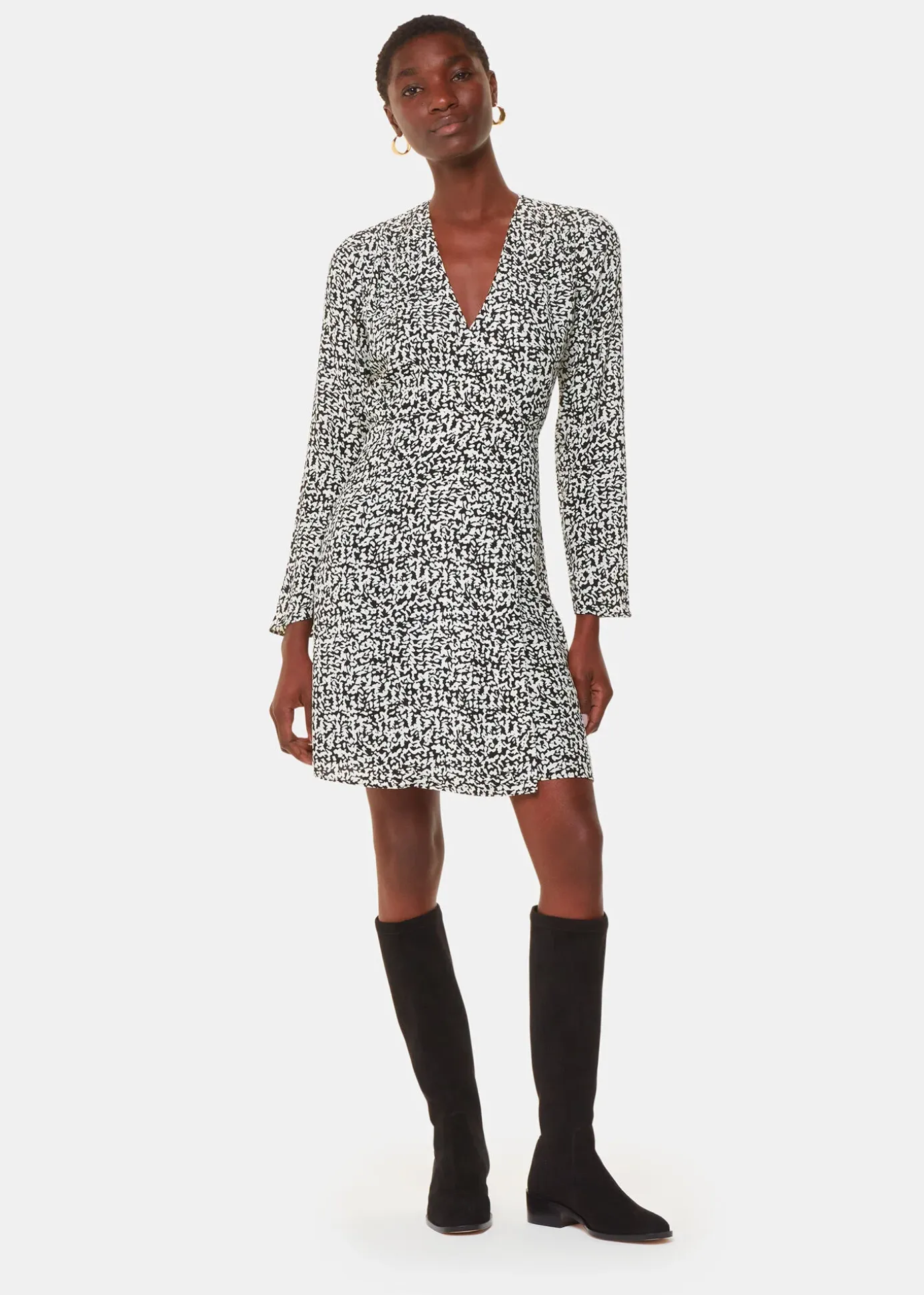 Black Scribble Print Flippy Dress