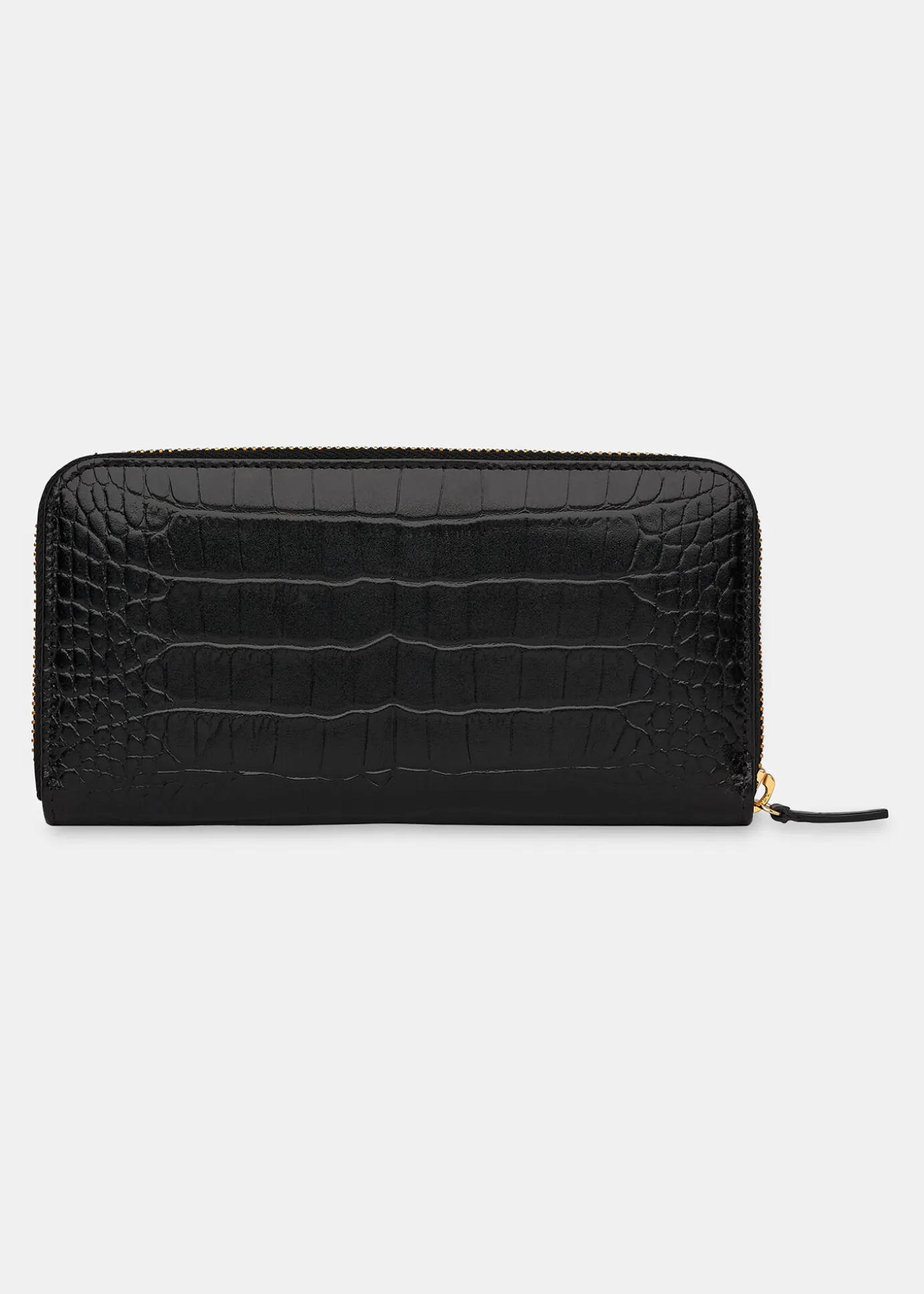 Black Shiny Croc Long Purse