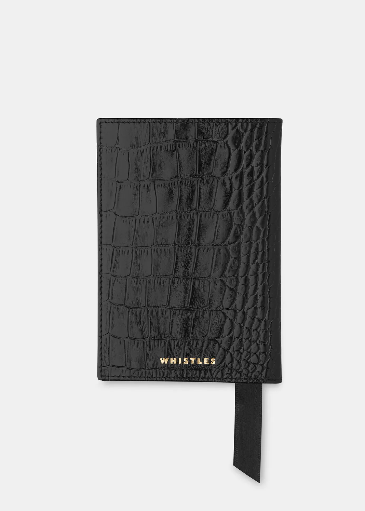 Black Shiny Croc Passport Holder