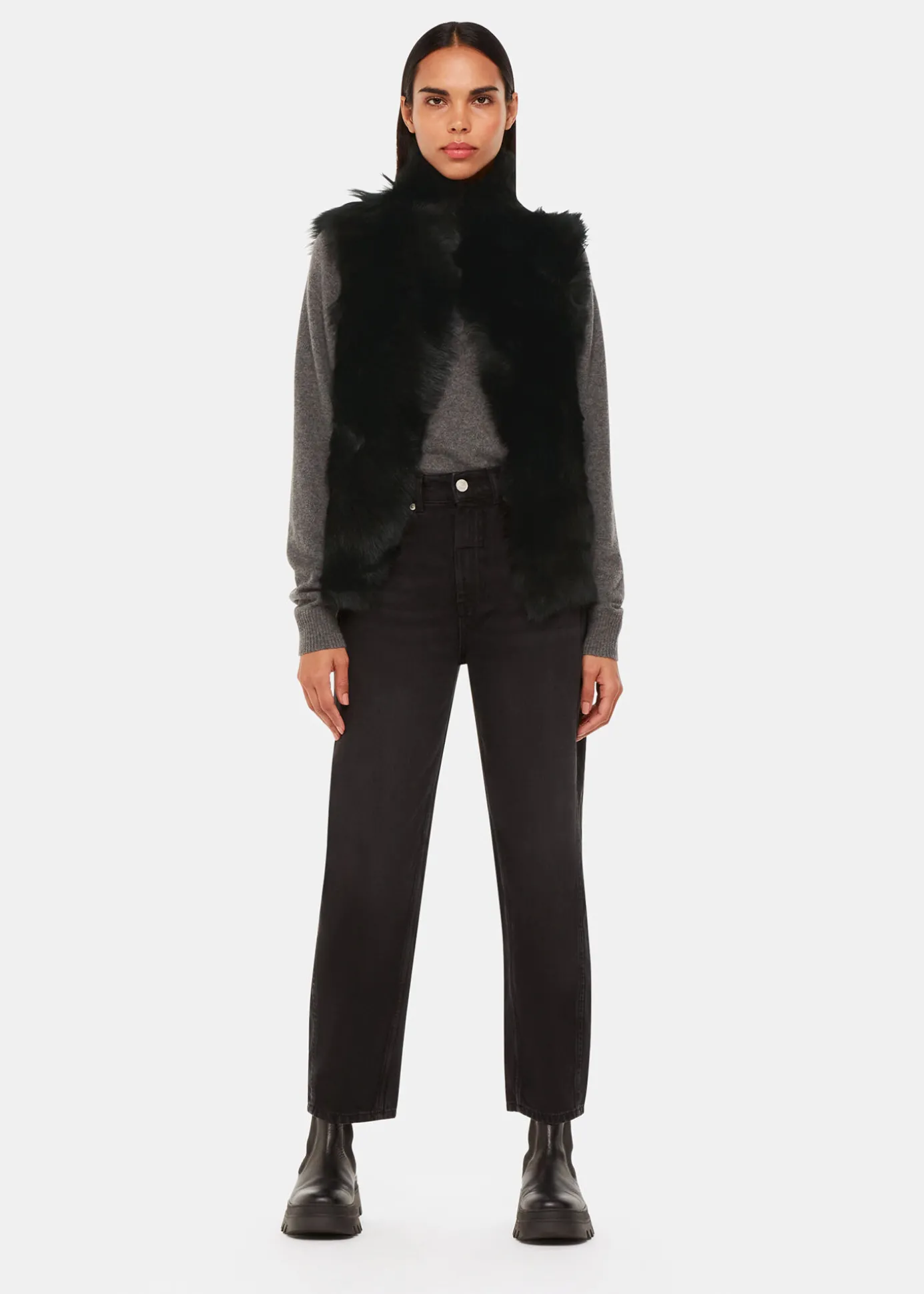 Black Short Toscana Sheepskin Gilet