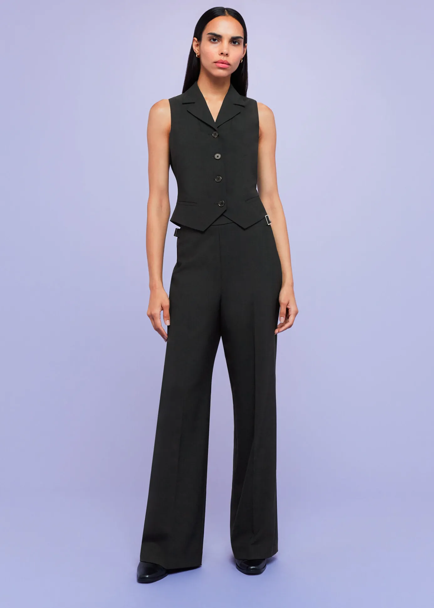 Black Sia Wool Blend Waistcoat